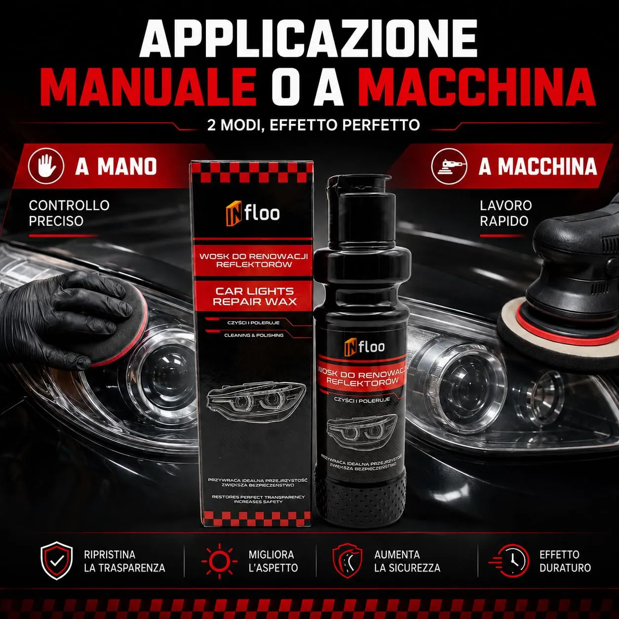INfloo Cera per Rinnovo Fari Auto, 100 g - immagine 4