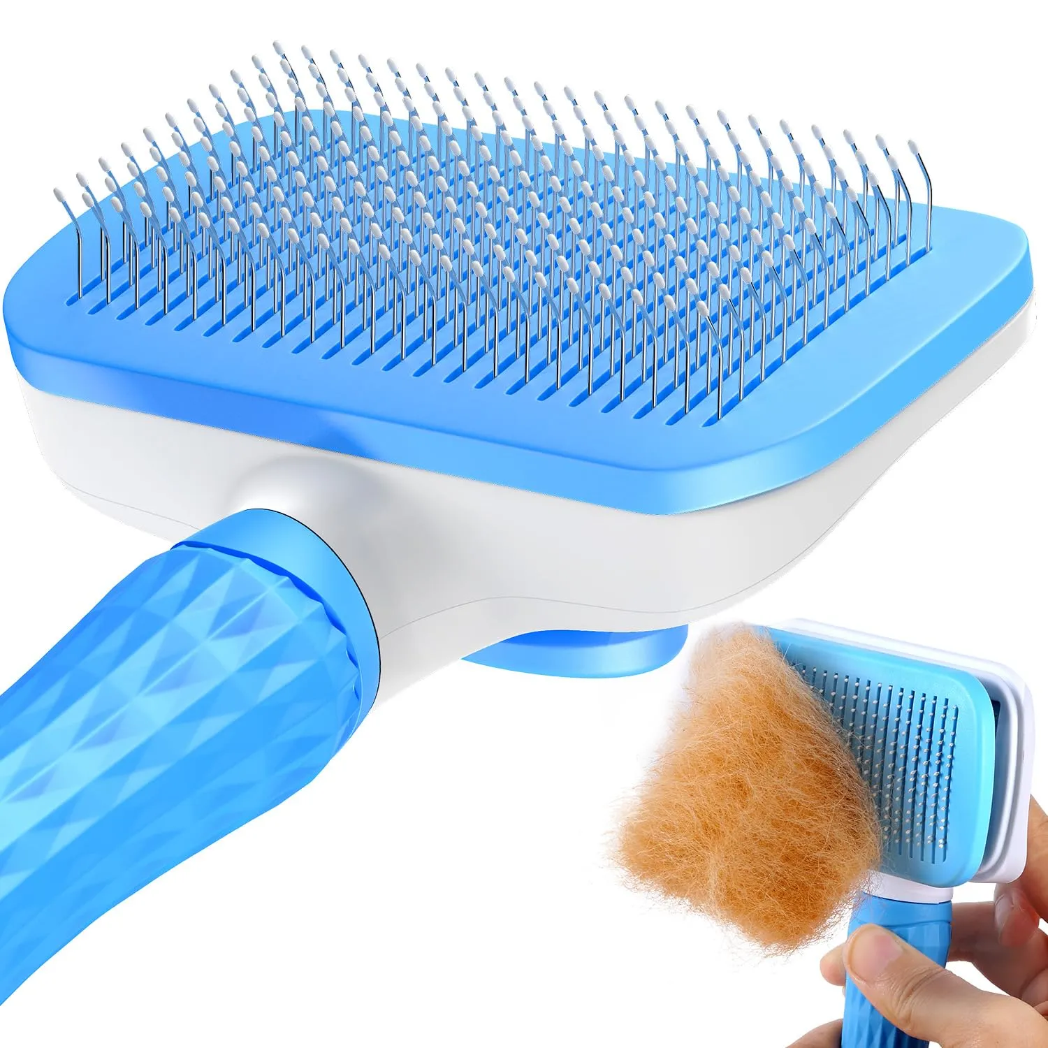 ACE2ACE Spazzola Autopulente per Gatti e Cani, Pelo Lungo e Corto, Blu - immagine 1