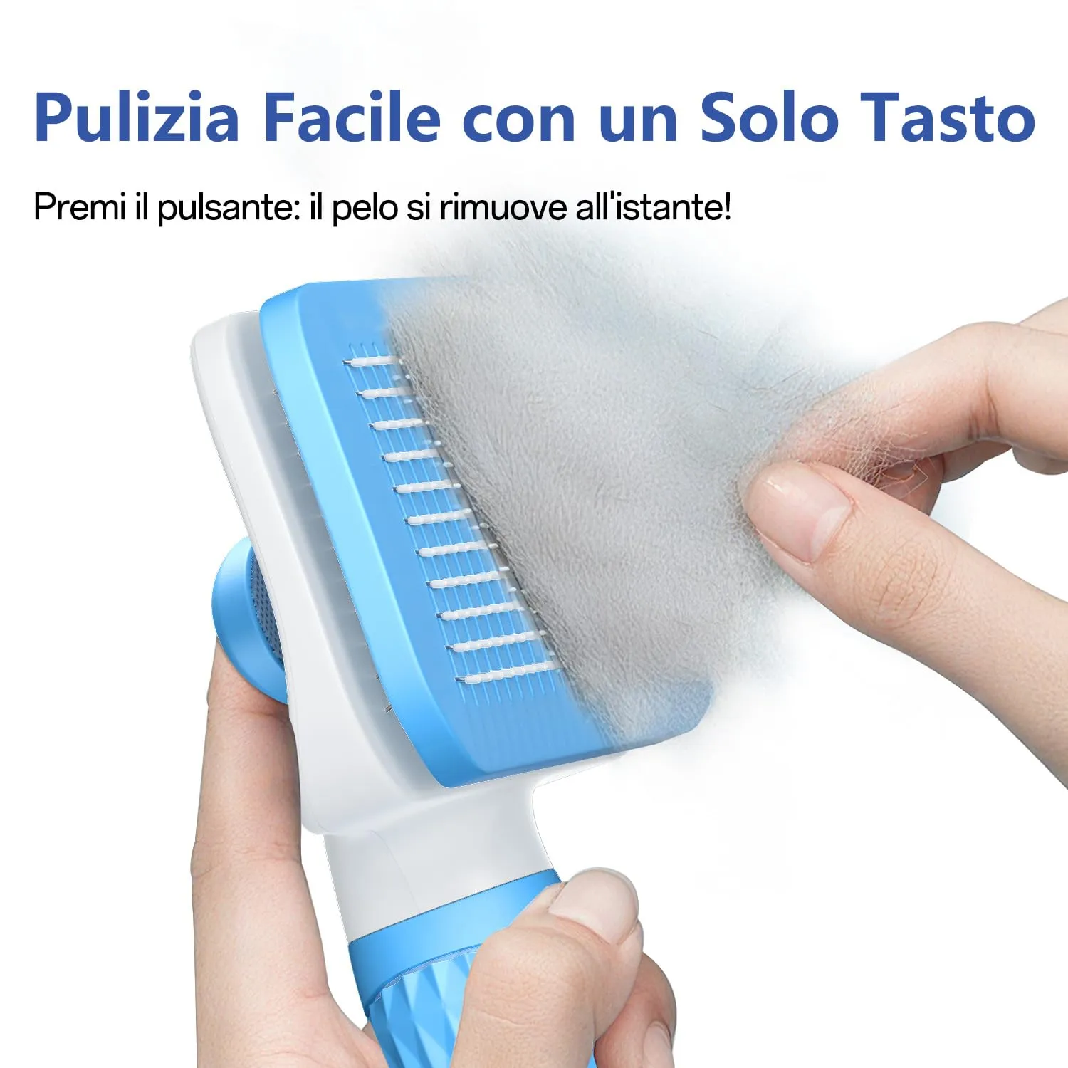 ACE2ACE Spazzola Autopulente per Gatti e Cani, Pelo Lungo e Corto, Blu - immagine 2