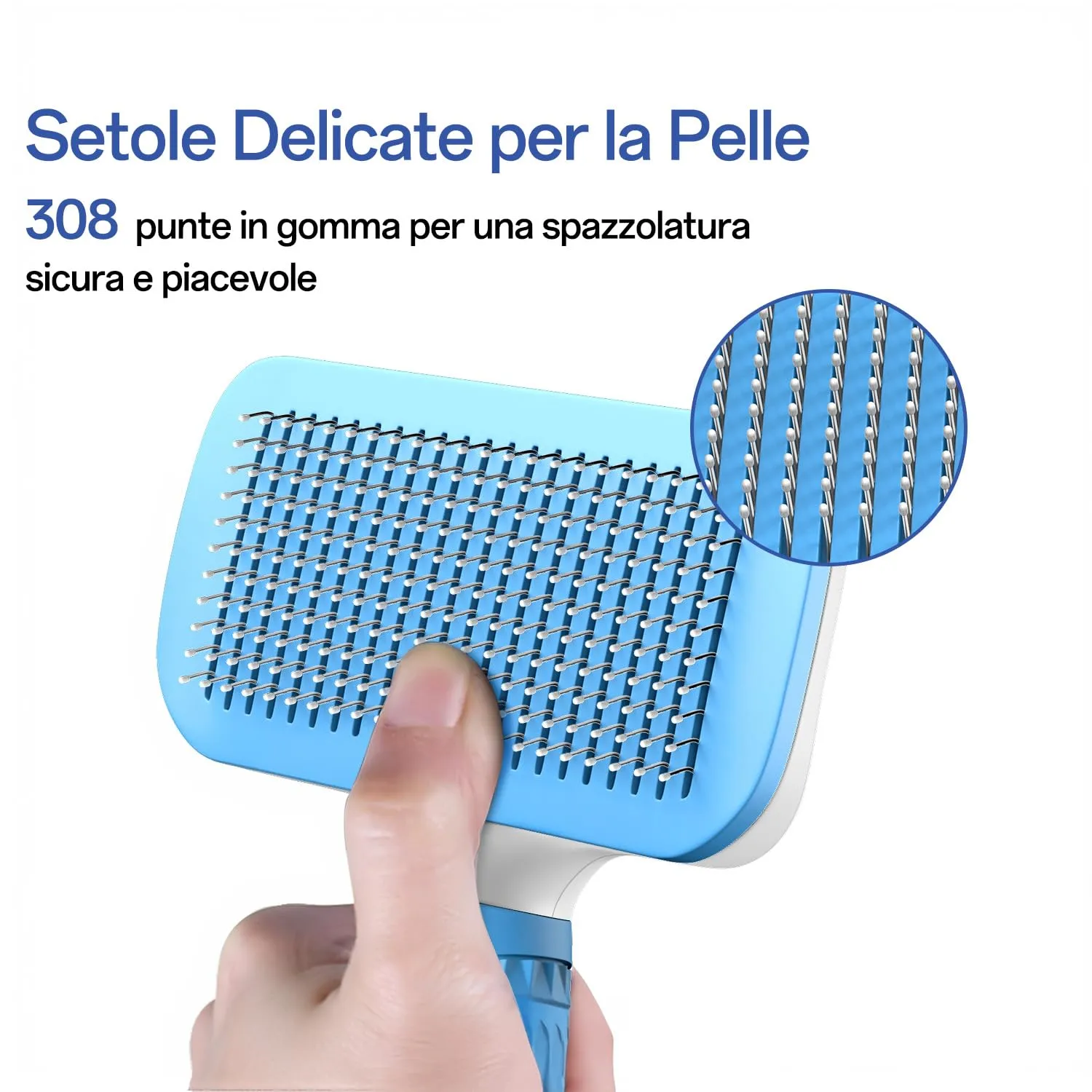 ACE2ACE Spazzola Autopulente per Gatti e Cani, Pelo Lungo e Corto, Blu - immagine 3