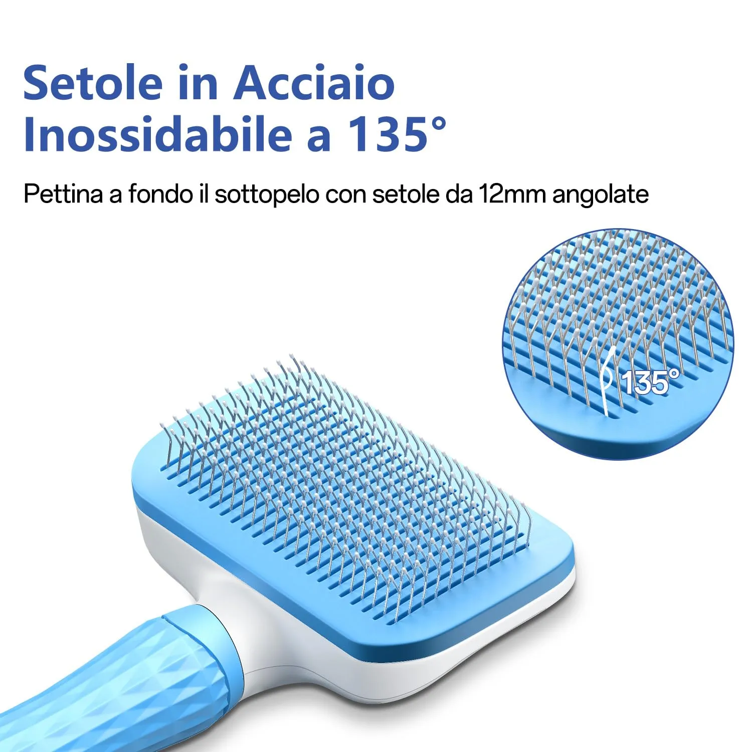 ACE2ACE Spazzola Autopulente per Gatti e Cani, Pelo Lungo e Corto, Blu - immagine 4