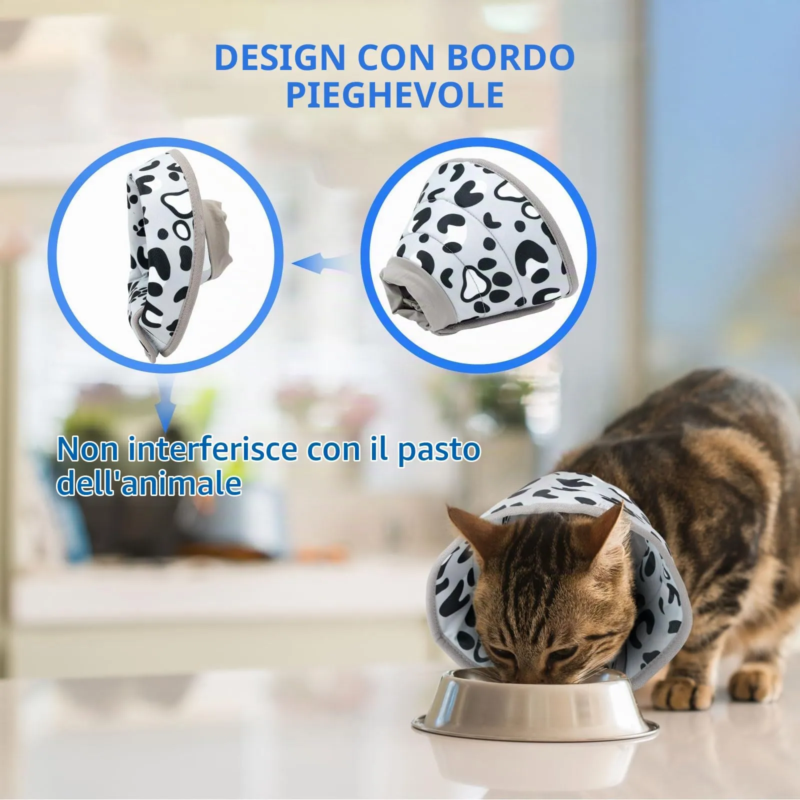 Vinuwu Collare Elisabettiano per Gatti e Cani, Recupero Postoperatorio, Grigio, L - immagine 6