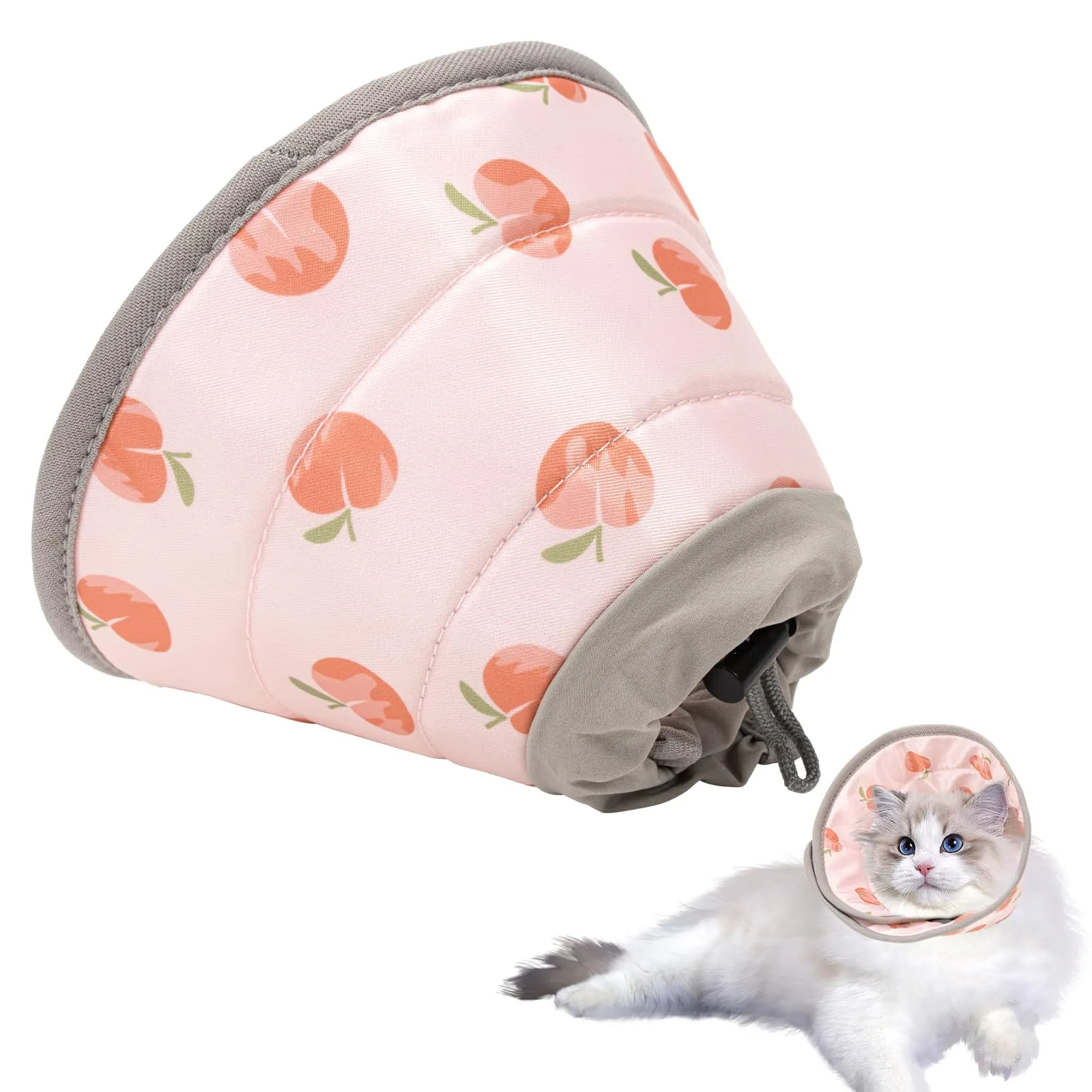 Vinuwu Collare Elisabettiano per Gatti e Cani, Recupero Postoperatorio, Rosa, L - immagine 1