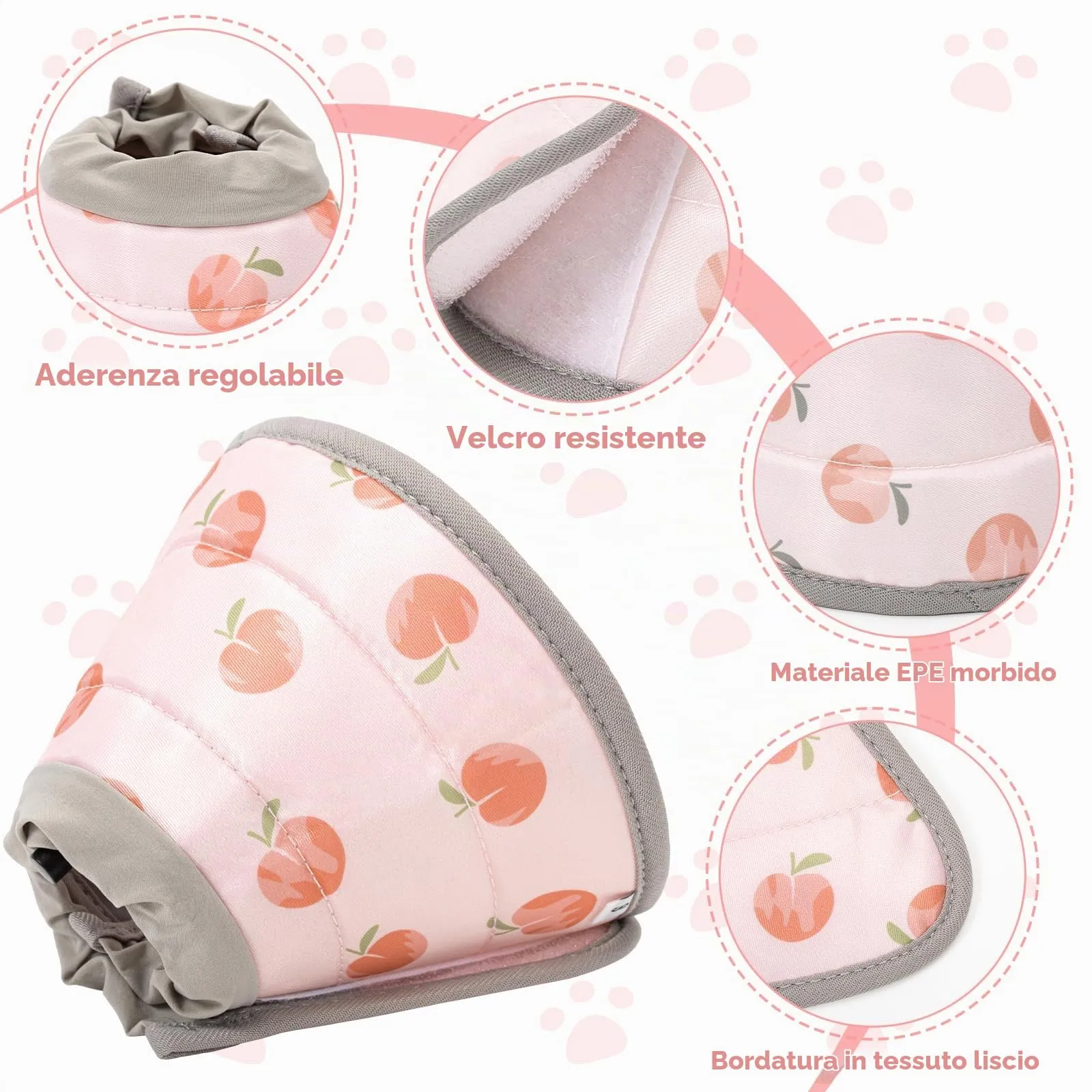 Vinuwu Collare Elisabettiano per Gatti e Cani, Recupero Postoperatorio, Rosa, L - immagine 4