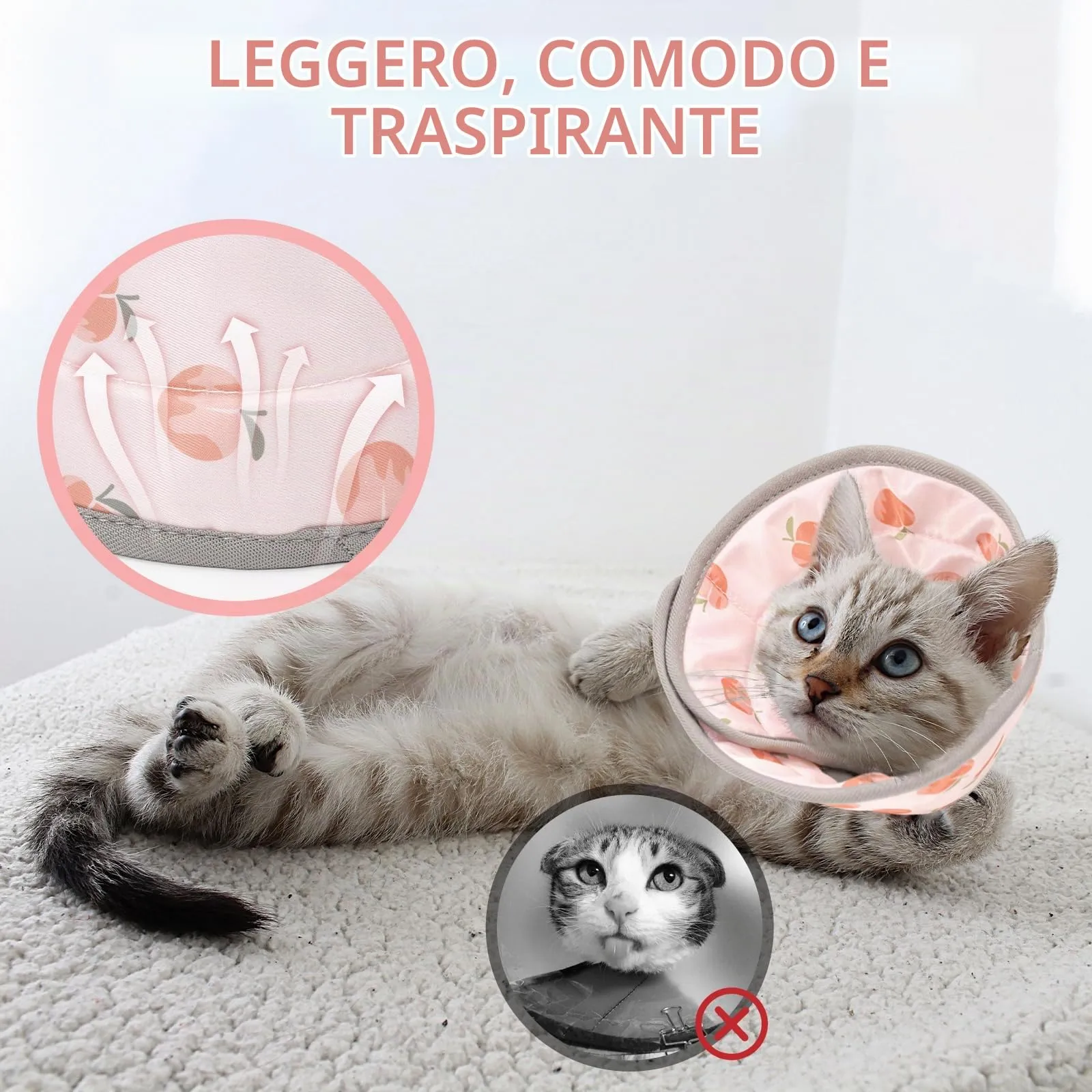 Vinuwu Collare Elisabettiano per Gatti e Cani, Recupero Postoperatorio, Rosa, L - immagine 5