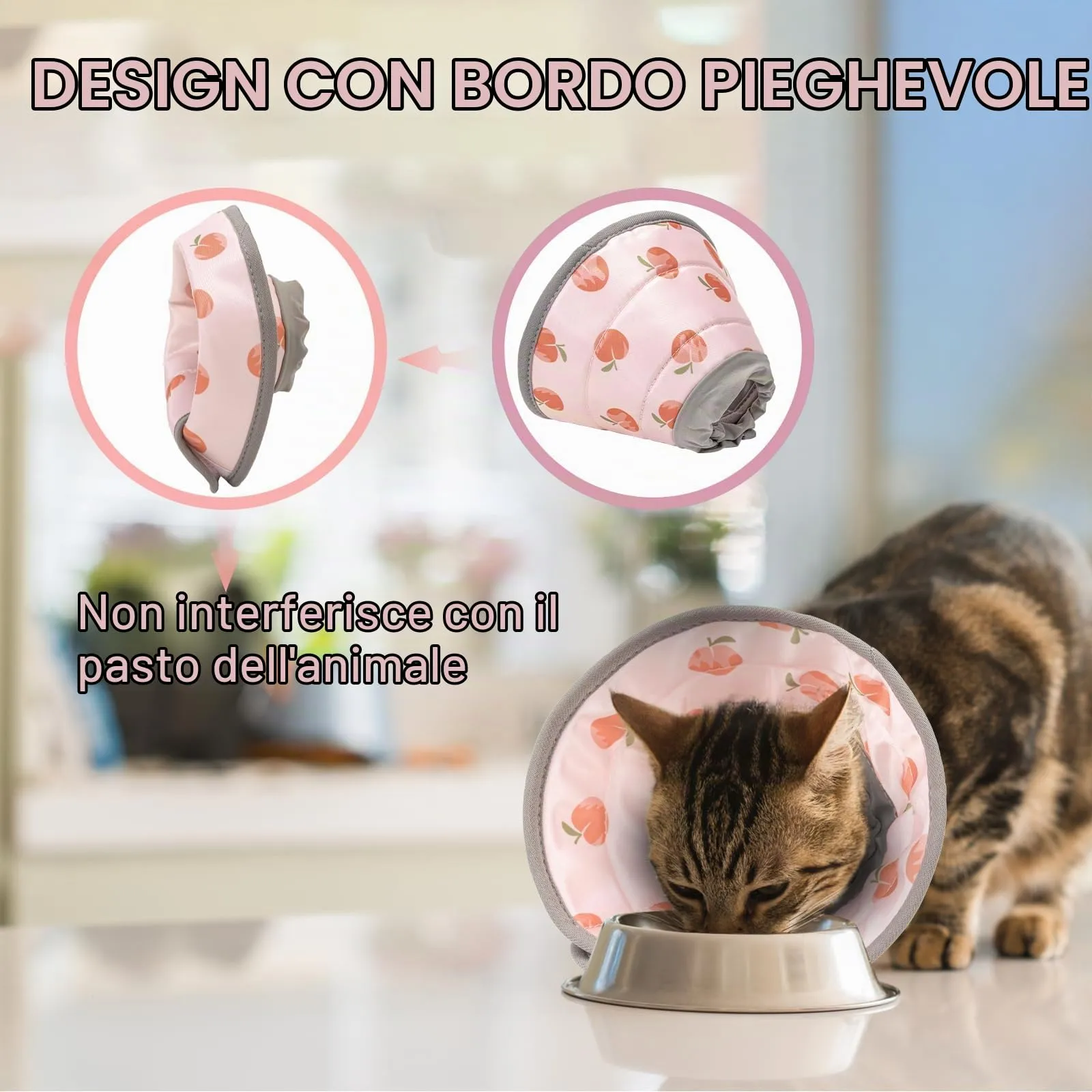 Vinuwu Collare Elisabettiano per Gatti e Cani, Recupero Postoperatorio, Rosa, L - immagine 6
