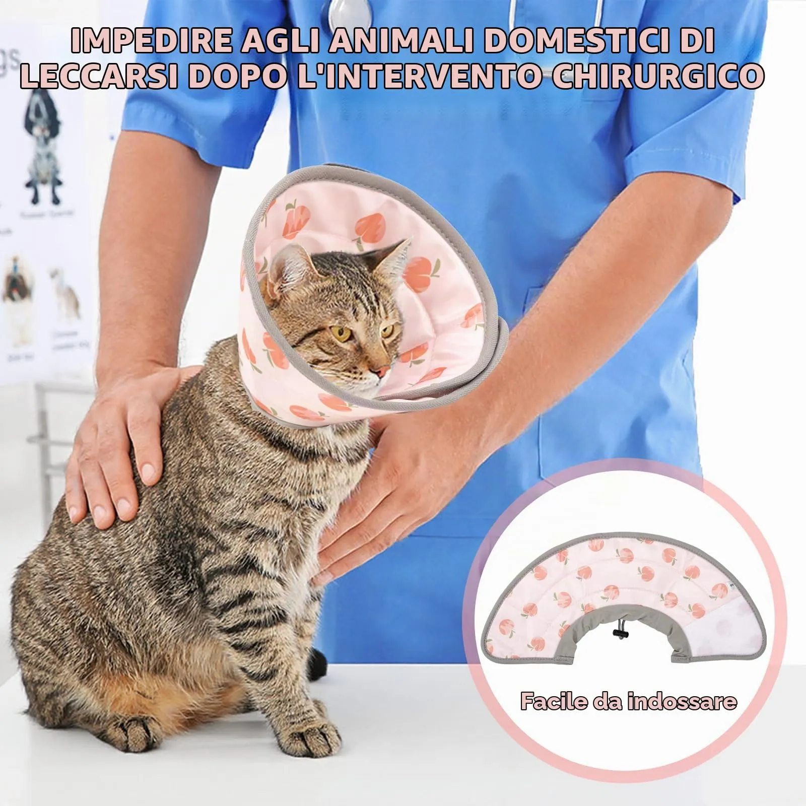 Vinuwu Collare Elisabettiano per Gatto e Cane, Rosa, M - immagine 3
