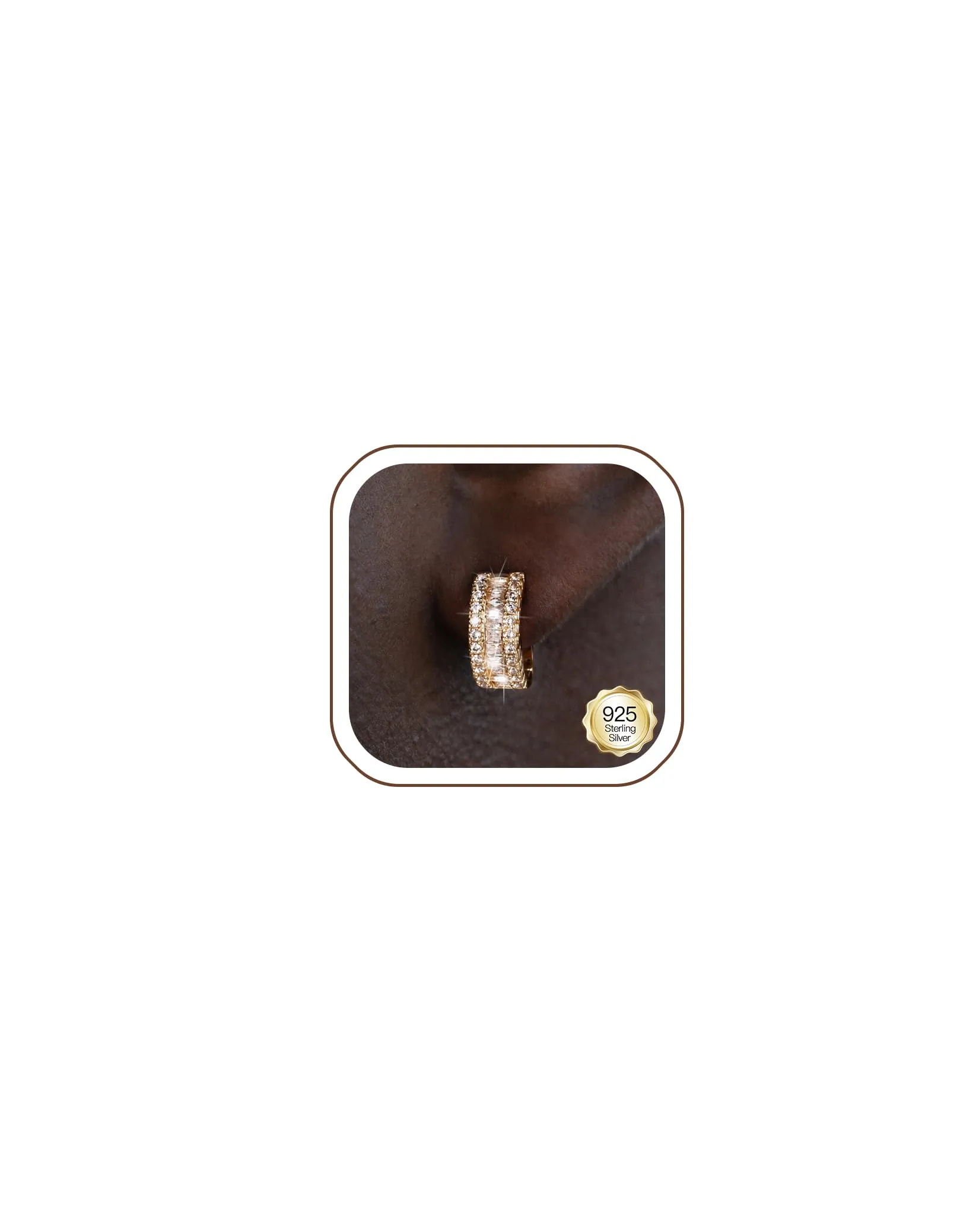 HANLI Orecchini a Cerchio Uomo Oro Placcato 14K con Zirconi Cubici - immagine 1