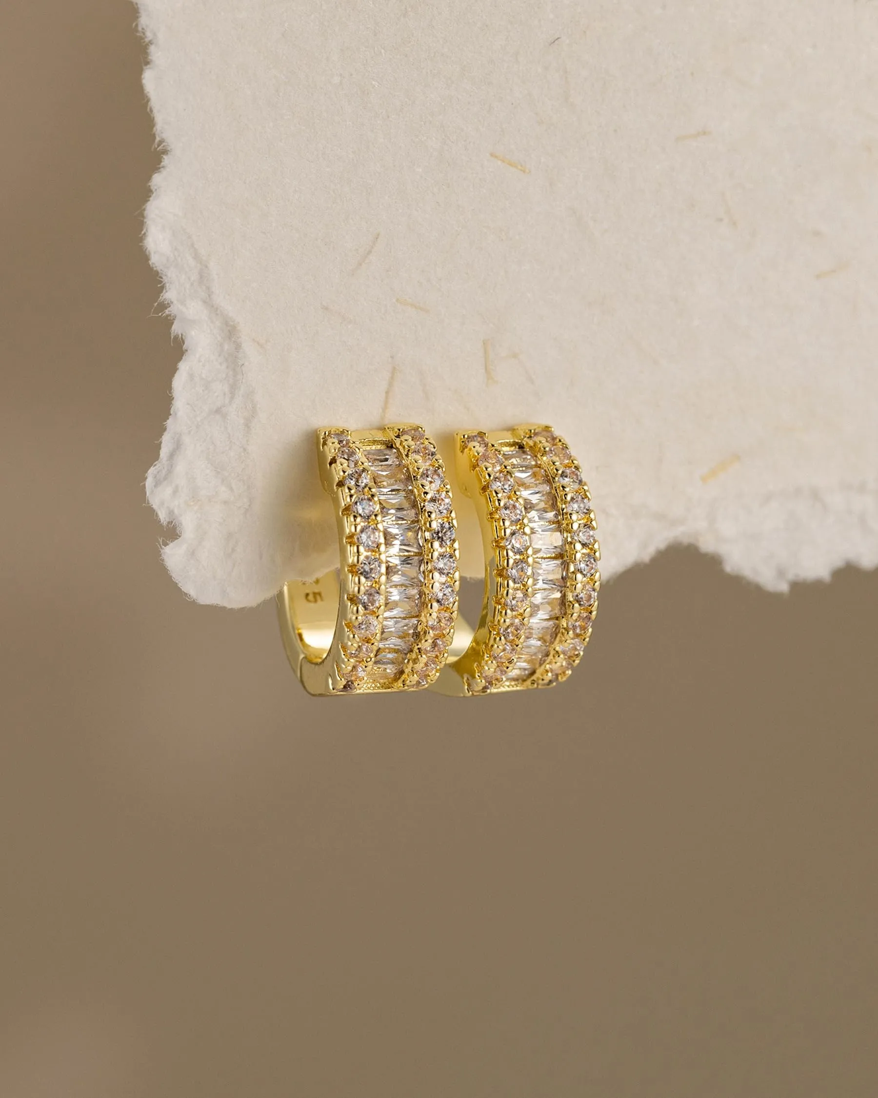 HANLI Orecchini a Cerchio Uomo Oro Placcato 14K con Zirconi Cubici - immagine 7