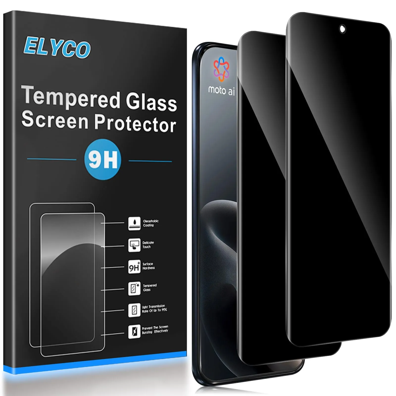 ELYCO Vetro Temperato Privacy per Motorola Moto Edge 70 Fusion, 2 Pezzi - immagine 1