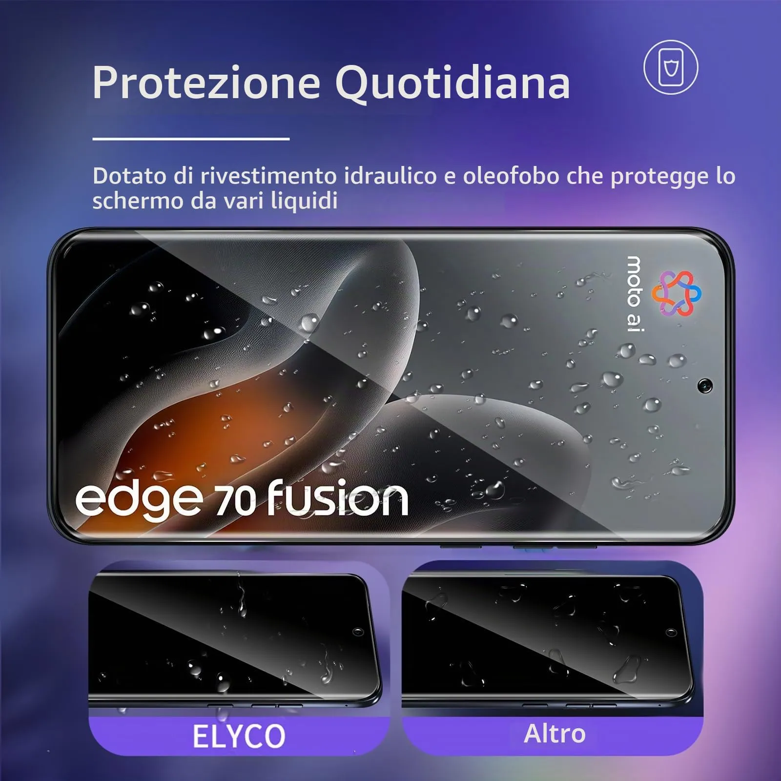 ELYCO Vetro Temperato Privacy per Motorola Moto Edge 70 Fusion, 2 Pezzi - immagine 4