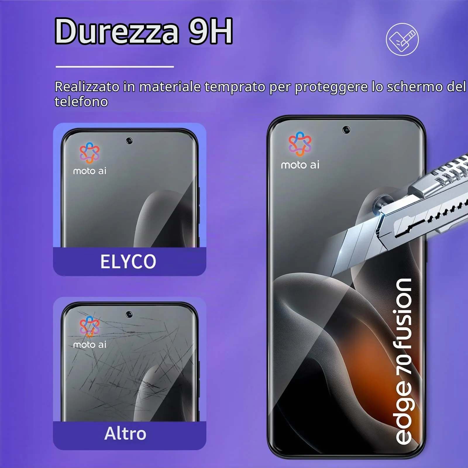 ELYCO Vetro Temperato Privacy per Motorola Moto Edge 70 Fusion, 2 Pezzi - immagine 5
