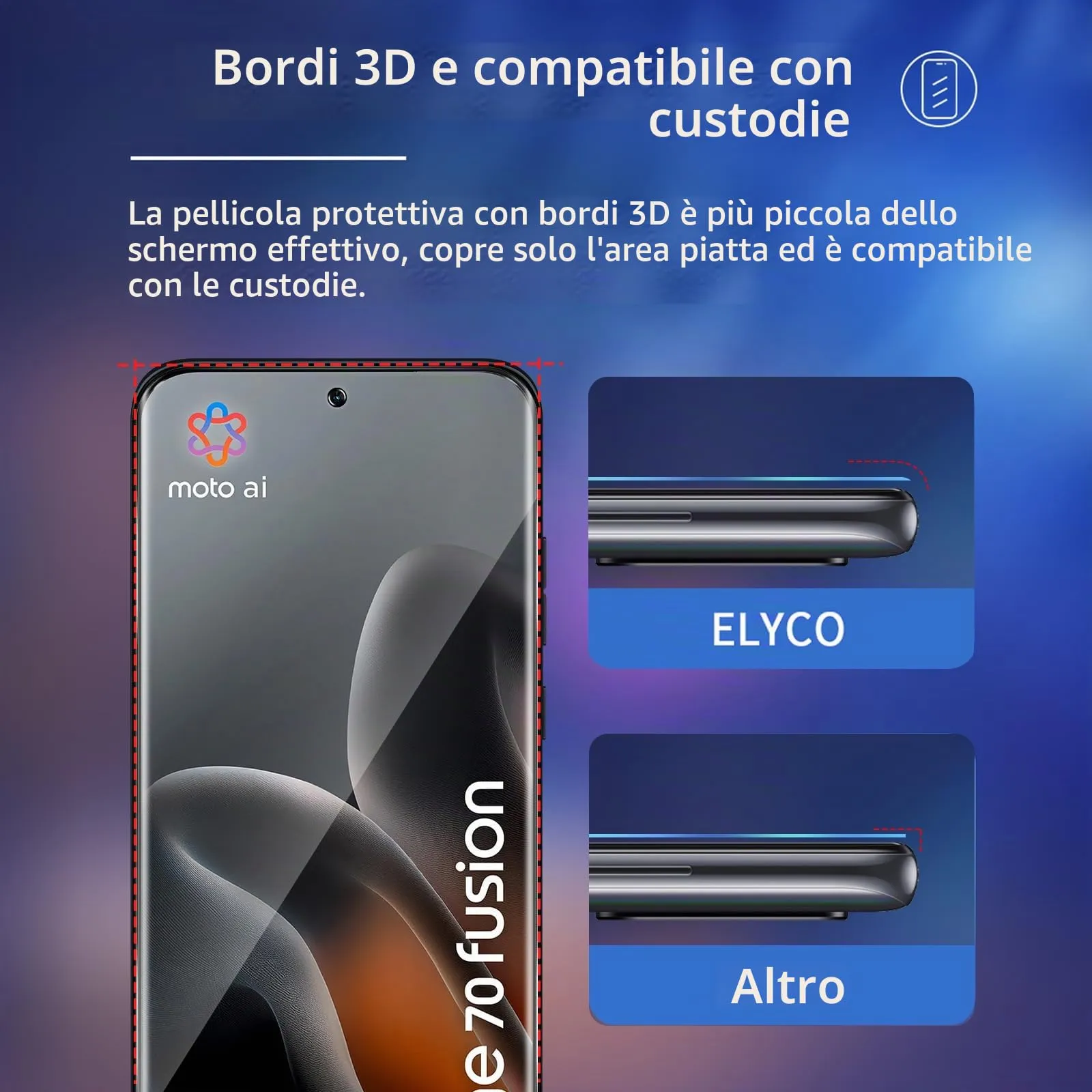 ELYCO Vetro Temperato Privacy per Motorola Moto Edge 70 Fusion, 2 Pezzi - immagine 7