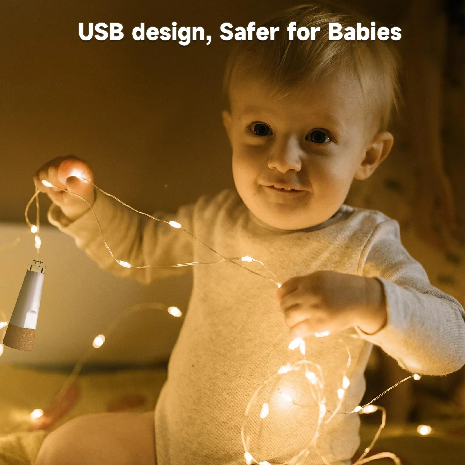 KOBWA Luci per bottiglie con sughero ricaricabili USB, Bianco Caldo, 8 Pezzi - immagine 5