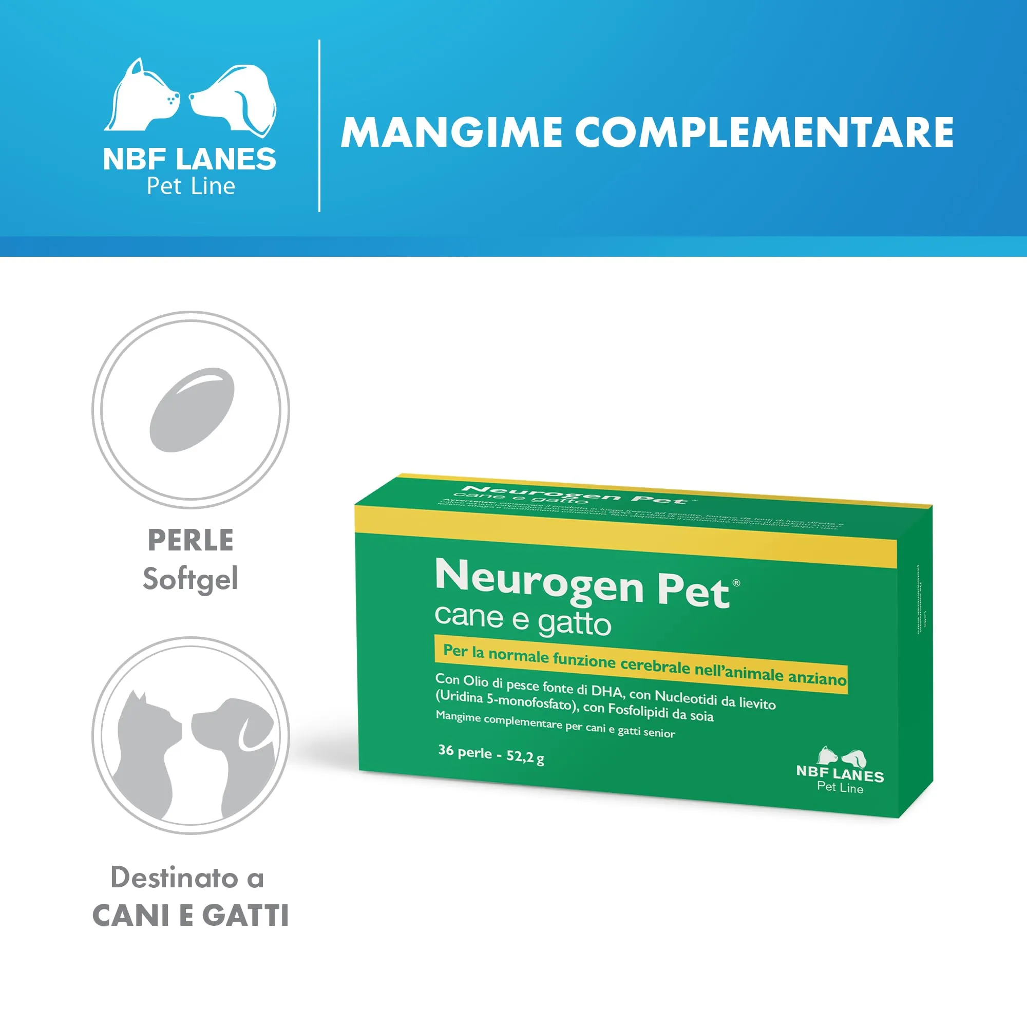 NBF Lanes Neurogen Pet per Cane e Gatto, 36 Perle - immagine 2