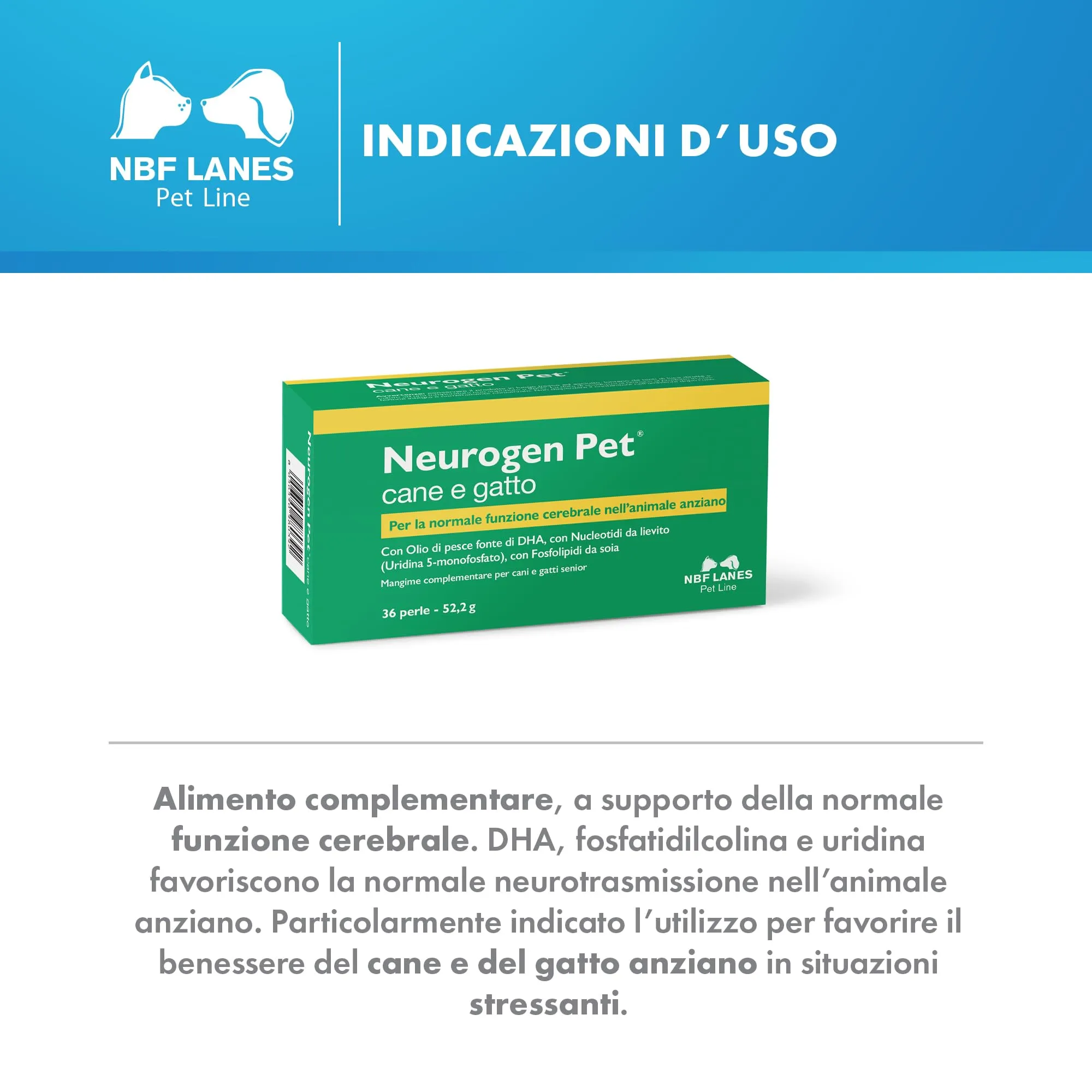 NBF Lanes Neurogen Pet per Cane e Gatto, 36 Perle - immagine 3