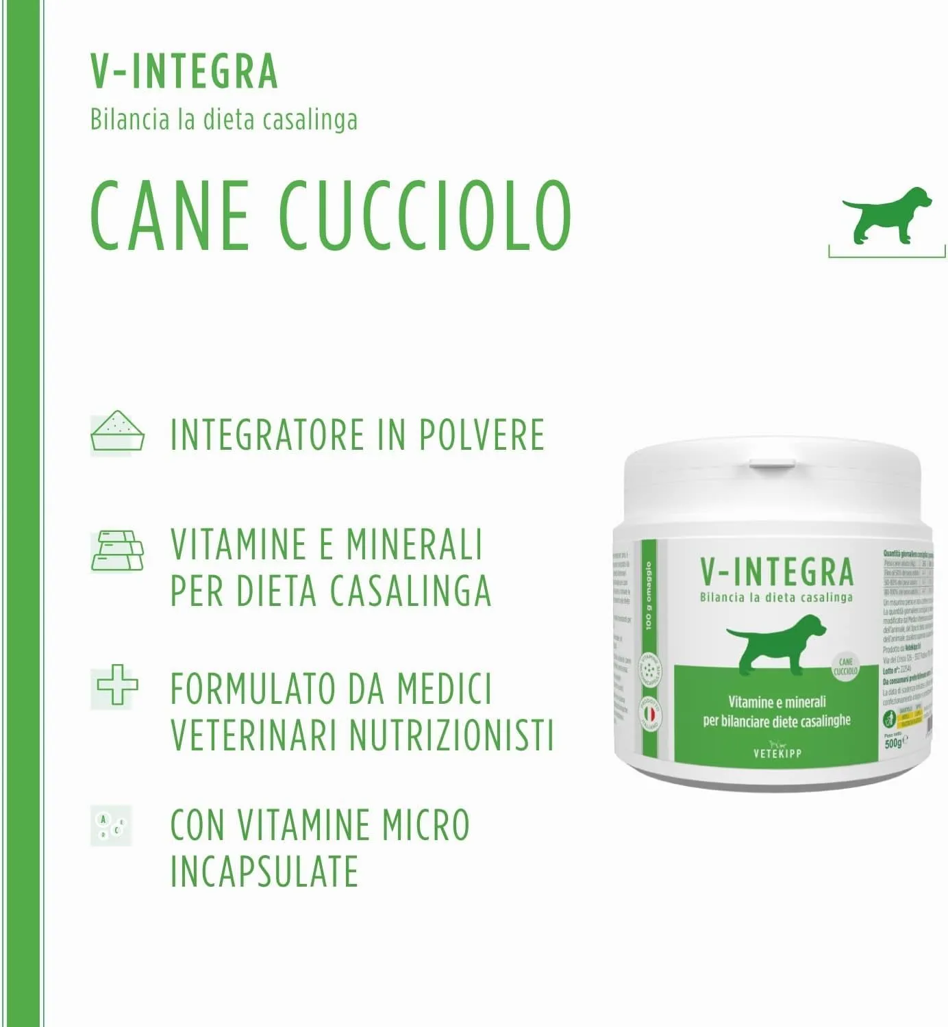 V-INTEGRA Cane Cucciolo Integratore Multivitaminico 500g - immagine 2
