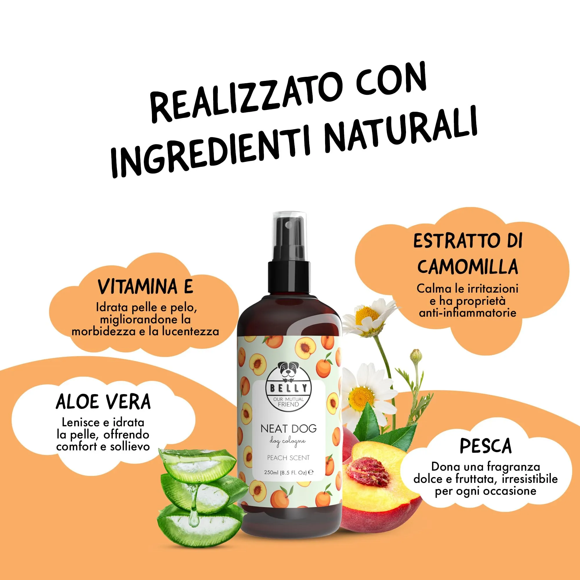 BELLY Profumo per Cani Fiori di Pesco, Spray Deodorante Naturale e Vegan, 250 ml - immagine 3