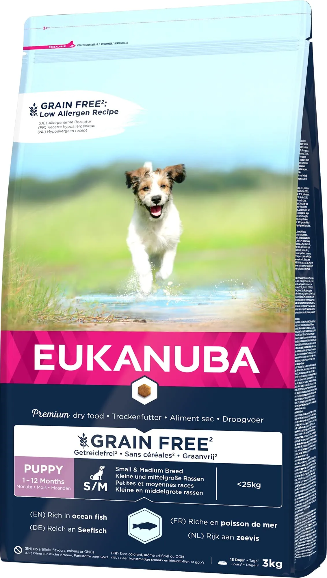 Eukanuba Grain Free Alimento per cuccioli di taglia piccola e media, Ricetta a basso contenuto di allergeni, 3 kg - immagine 8