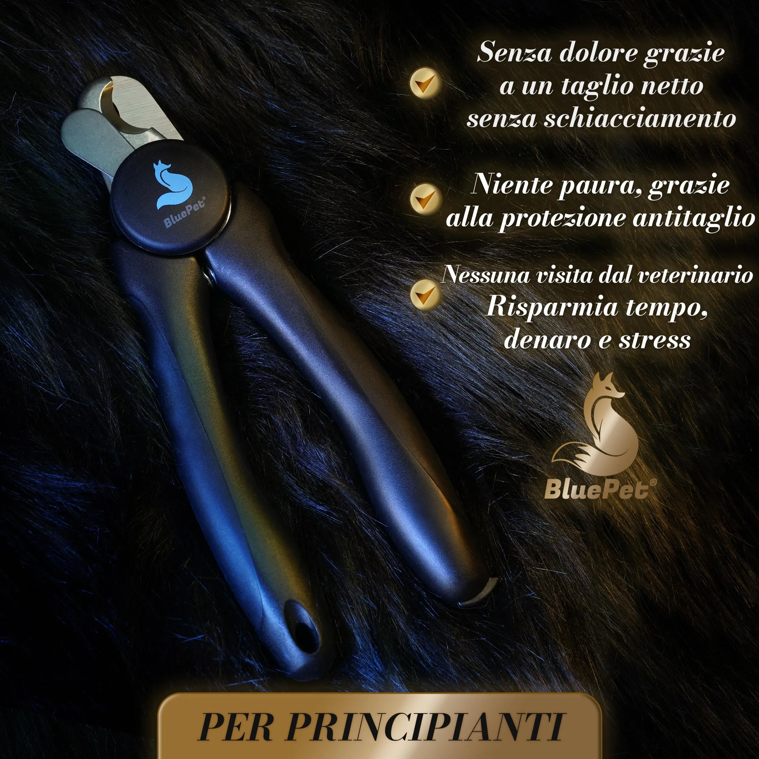 BluePet Tagliaunghie Professionali per Cani con Protezione e Lima, Taglia M-L, Schwarz Limited Edition - immagine 3
