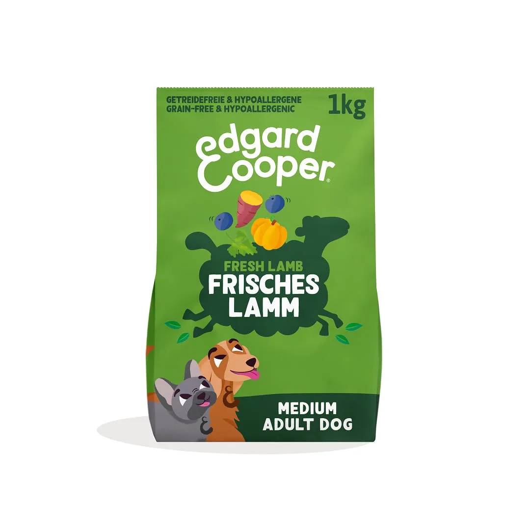 Edgard & Cooper Crocchette Cani Adulti Medium, Senza Cereali, Agnello Fresco, 1kg - immagine 1