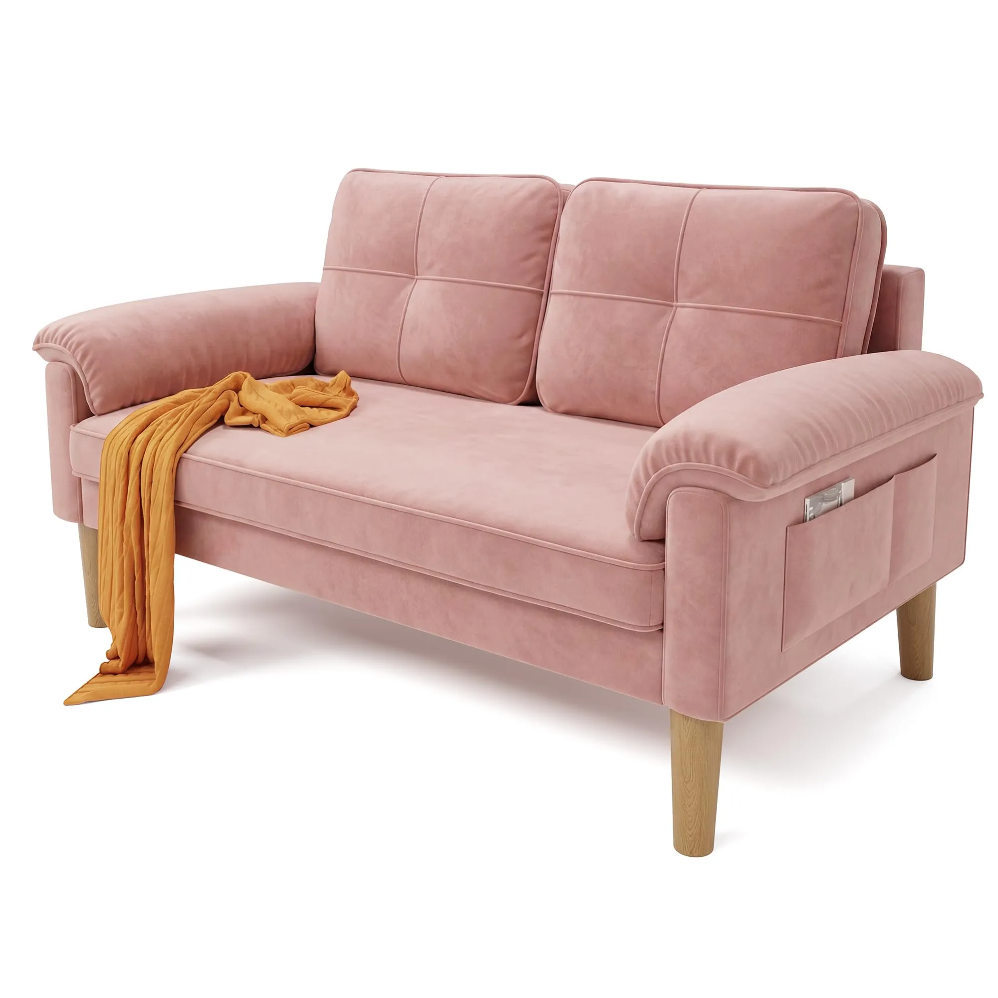 Xbro Divano a 2 Posti con Braccioli e Tasche Laterali, 145 x 77 x 77 cm, Rosa - immagine 1
