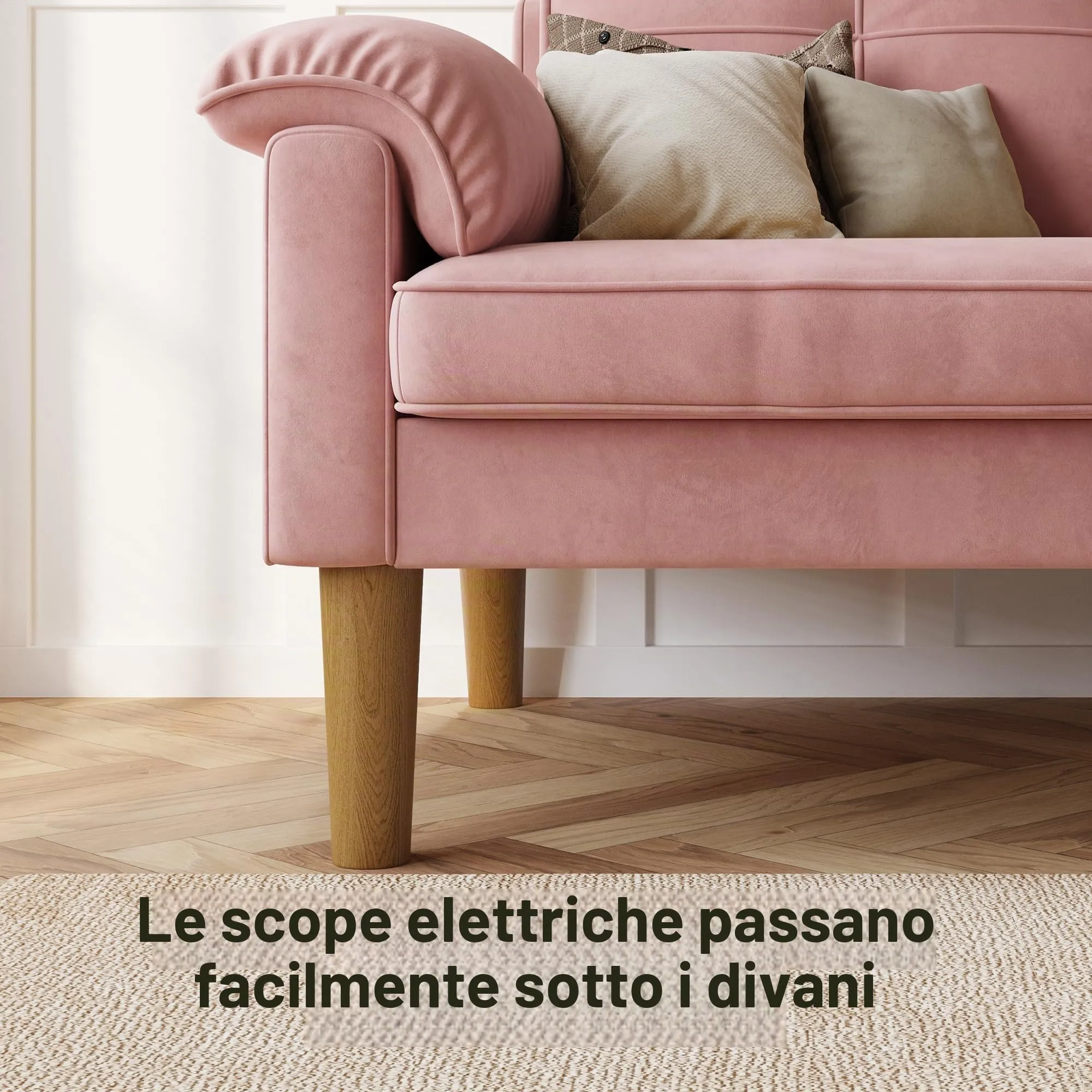 Xbro Divano a 2 Posti con Braccioli e Tasche Laterali, 145 x 77 x 77 cm, Rosa - immagine 6