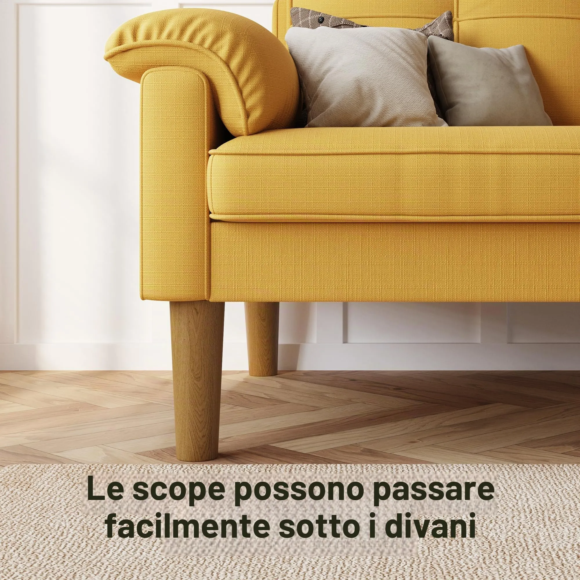 Xbro Divano a 2 Posti con Braccioli e Tasche Laterali, 145 x 77 x 77 cm, Giallo - immagine 8