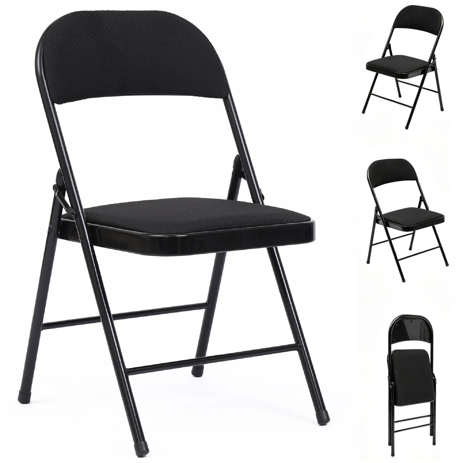 Asdsed Set di 2 Sedie Pieghevoli Imbottite, Nero - immagine 1