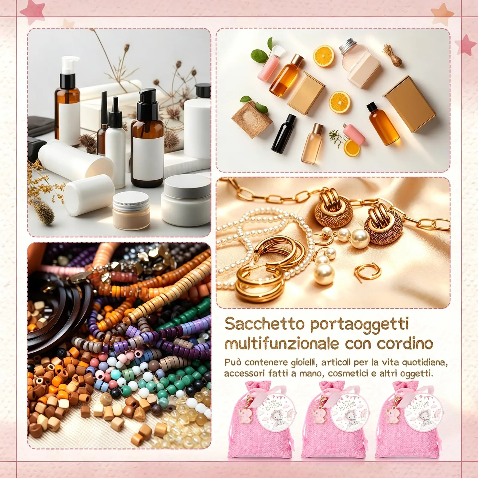 BBTO Set Bomboniere per Battesimo Elefante Rosa, 30 Set - immagine 7