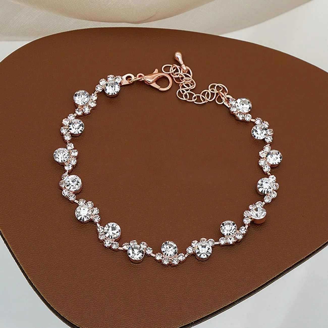 BWOOOWE Parure Gioielli Sposa con Collana Tennis, Bracciale Tennis e Orecchini Pendenti (Argento B) - immagine 4