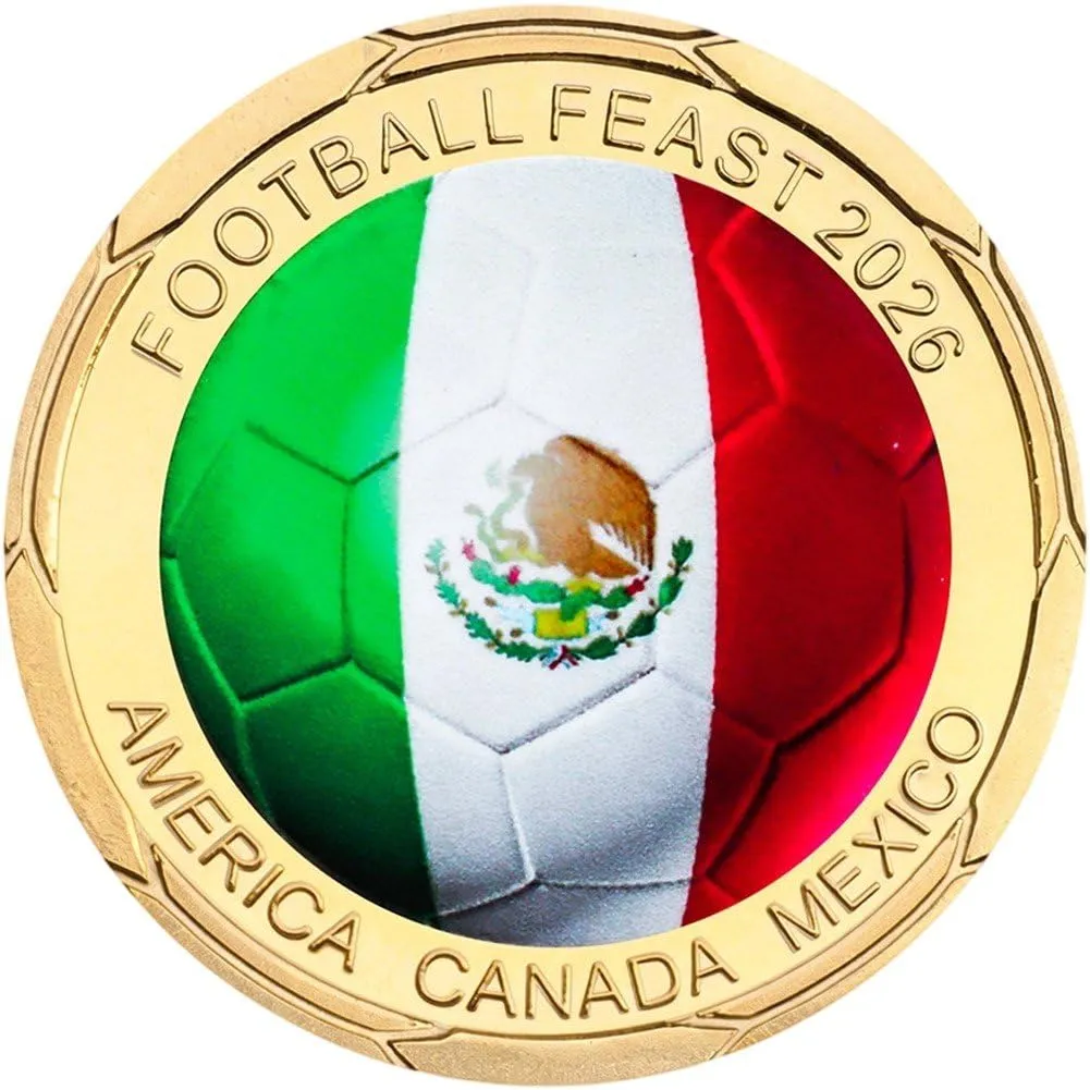 Tsffae Moneta Commemorativa Football Feast 2026, Moneta Sfida World Soccer Game, Souvenir per Tifosi e Collezionisti - immagine 1