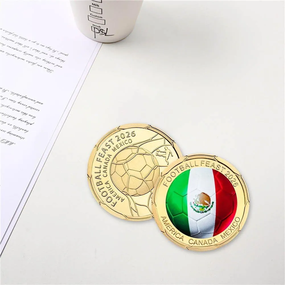 Tsffae Moneta Commemorativa Football Feast 2026, Moneta Sfida World Soccer Game, Souvenir per Tifosi e Collezionisti - immagine 2