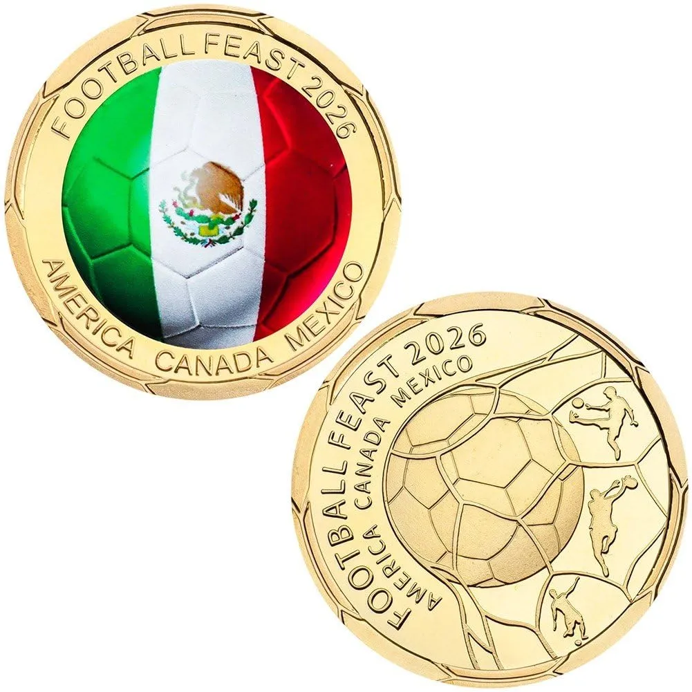 Tsffae Moneta Commemorativa Football Feast 2026, Moneta Sfida World Soccer Game, Souvenir per Tifosi e Collezionisti - immagine 4