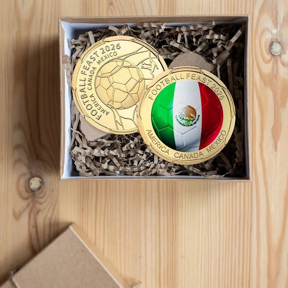 Tsffae Moneta Commemorativa Football Feast 2026, Moneta Sfida World Soccer Game, Souvenir per Tifosi e Collezionisti - immagine 6