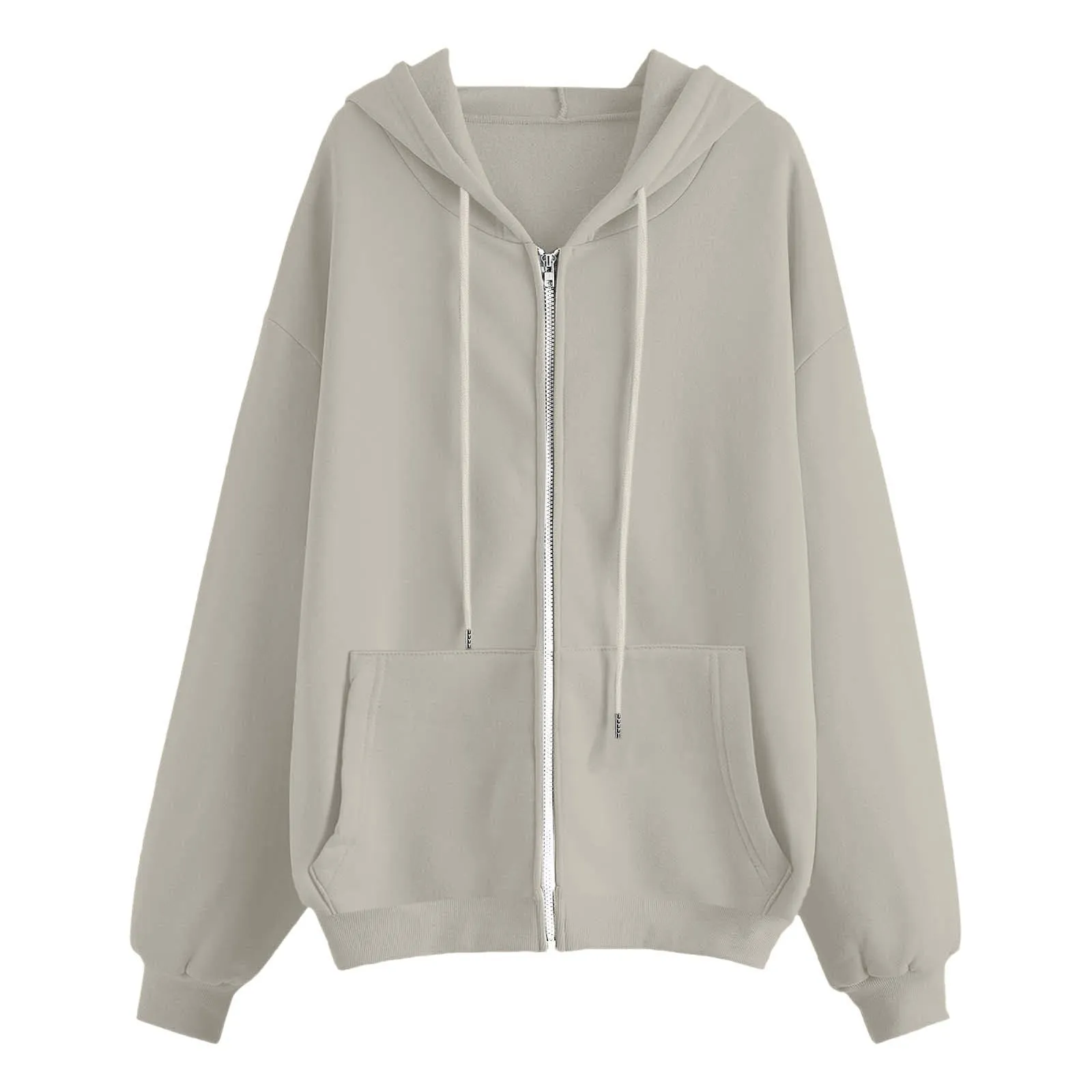 Generico Felpa Donna con Cappuccio e Zip, Giacca Sportiva in Cotone, Tinta Unita, S-3XL - immagine 4