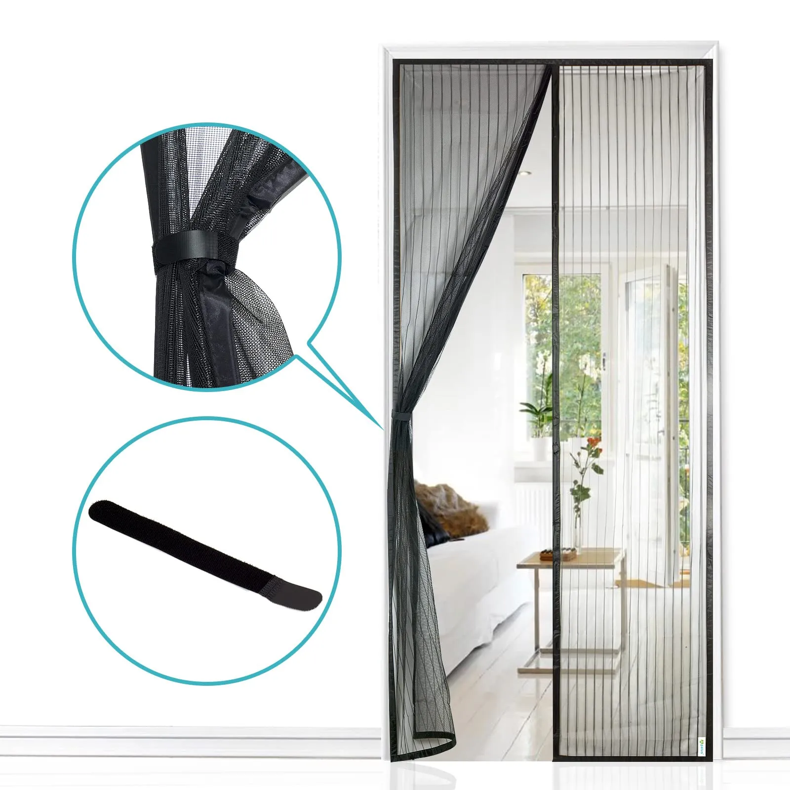 Apalus Zanzariera Magnetica per Porte, 90x240 cm, Nero - immagine 2
