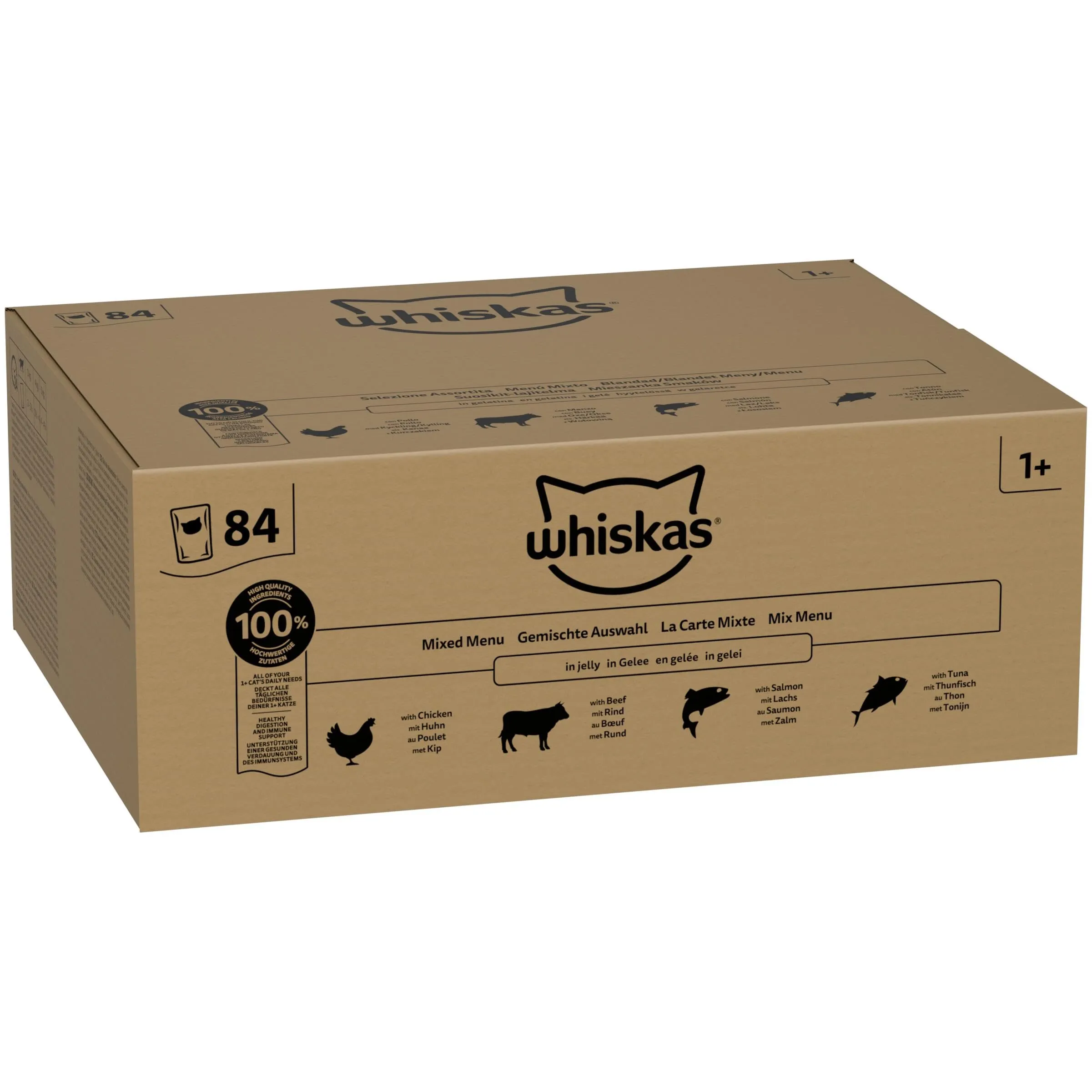 Whiskas Cibo Umido per Gatti Adulti in Gelatina, Selezione Assortita, 84 Bustine da 85 g - immagine 2