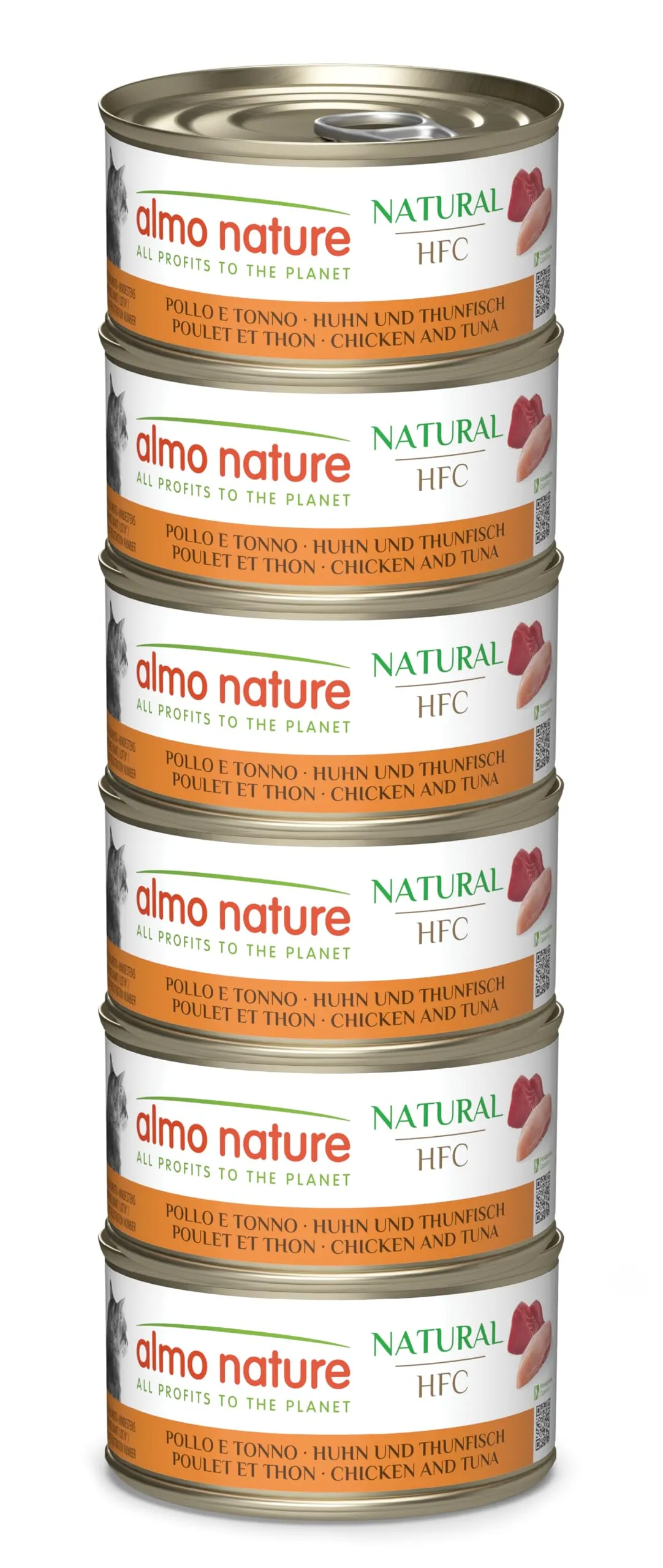Almo Nature HFC Natural Alimento Umido per Gatti, Pollo e Tonno, 420 g (6 x 70 g) - immagine 1