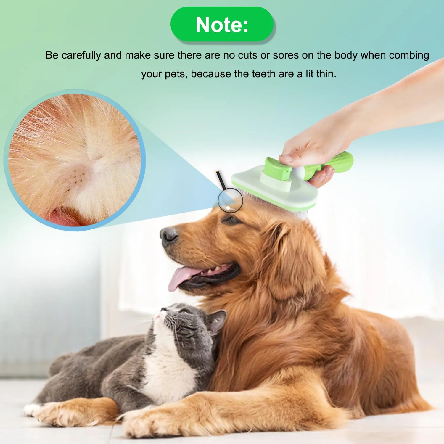 ACE2ACE Spazzola Autopulente per Gatti e Cani, Pelo Lungo e Corto, Verde - immagine 7