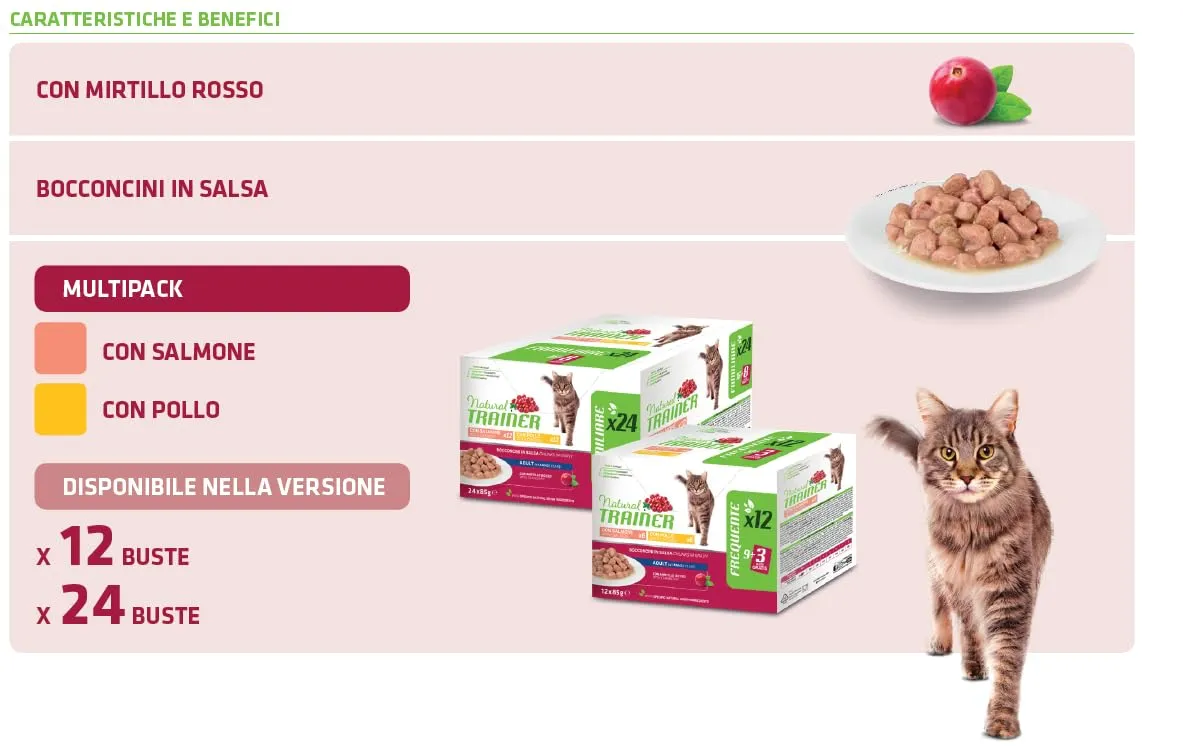 Trainer Natural Cibo Umido per Gatti Adulti Multipack Pollo & Salmone 24 x 85 g - immagine 3