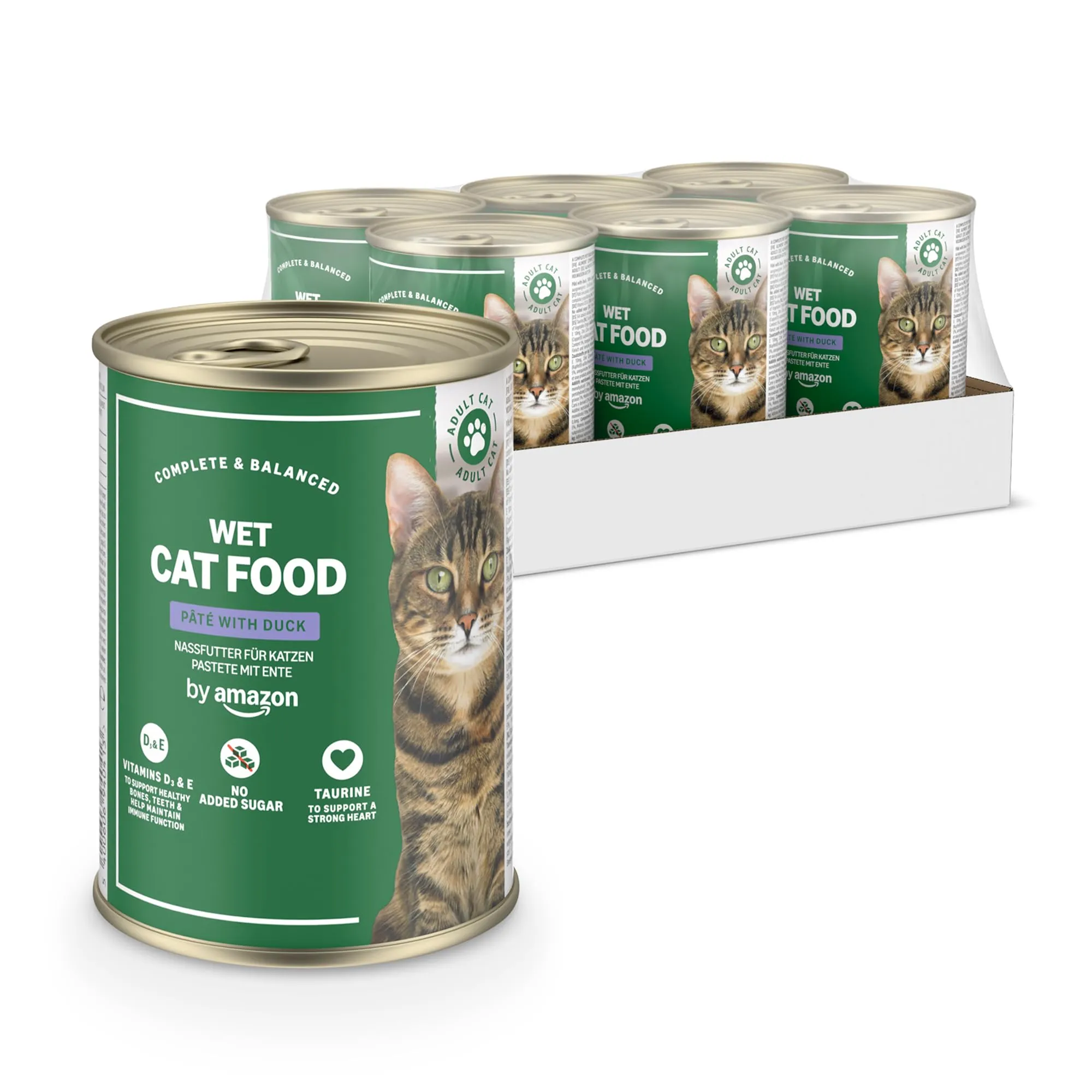 by Amazon Cibo Umido per Gatti Senza Cereali, Paté di Anatra, 6 x 400 g - immagine 1