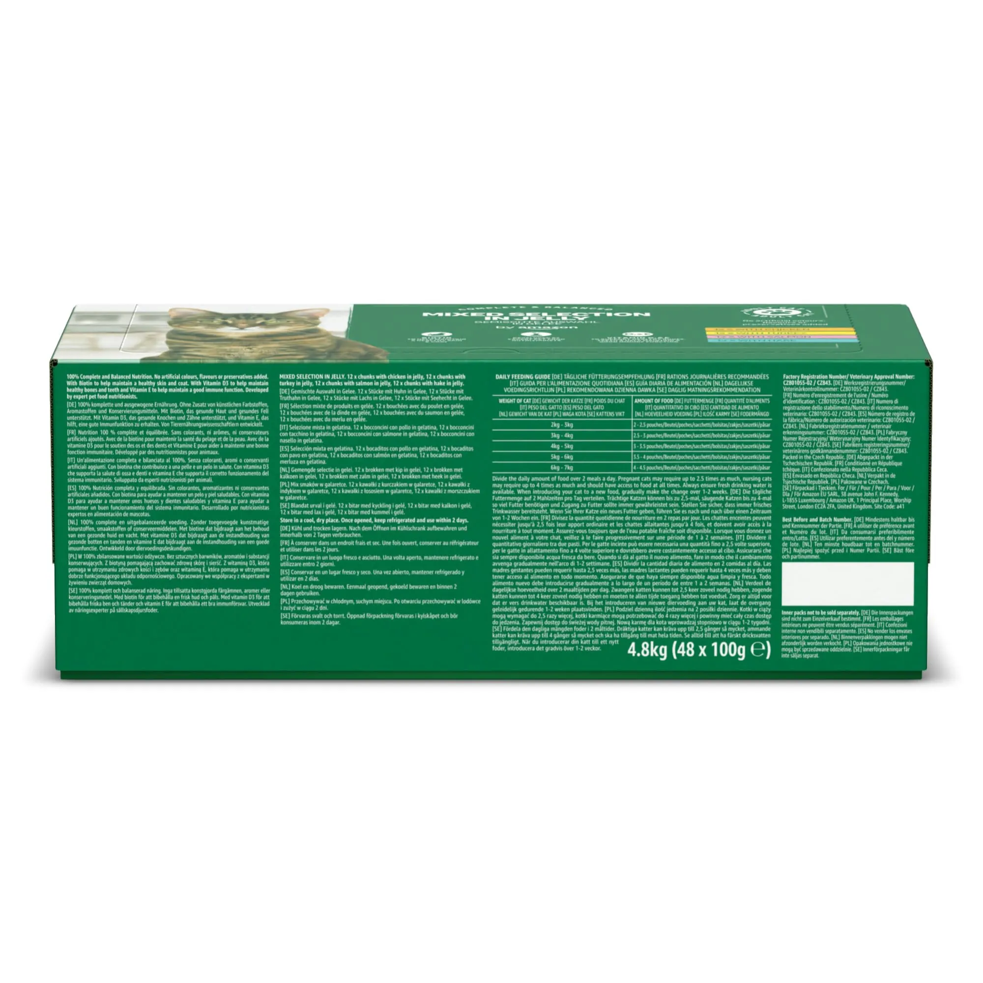 by Amazon Alimento completo senza cereali per gatti adulti, selezione mista in gelatina, 4,8 kg (48 x 100 g) - immagine 7