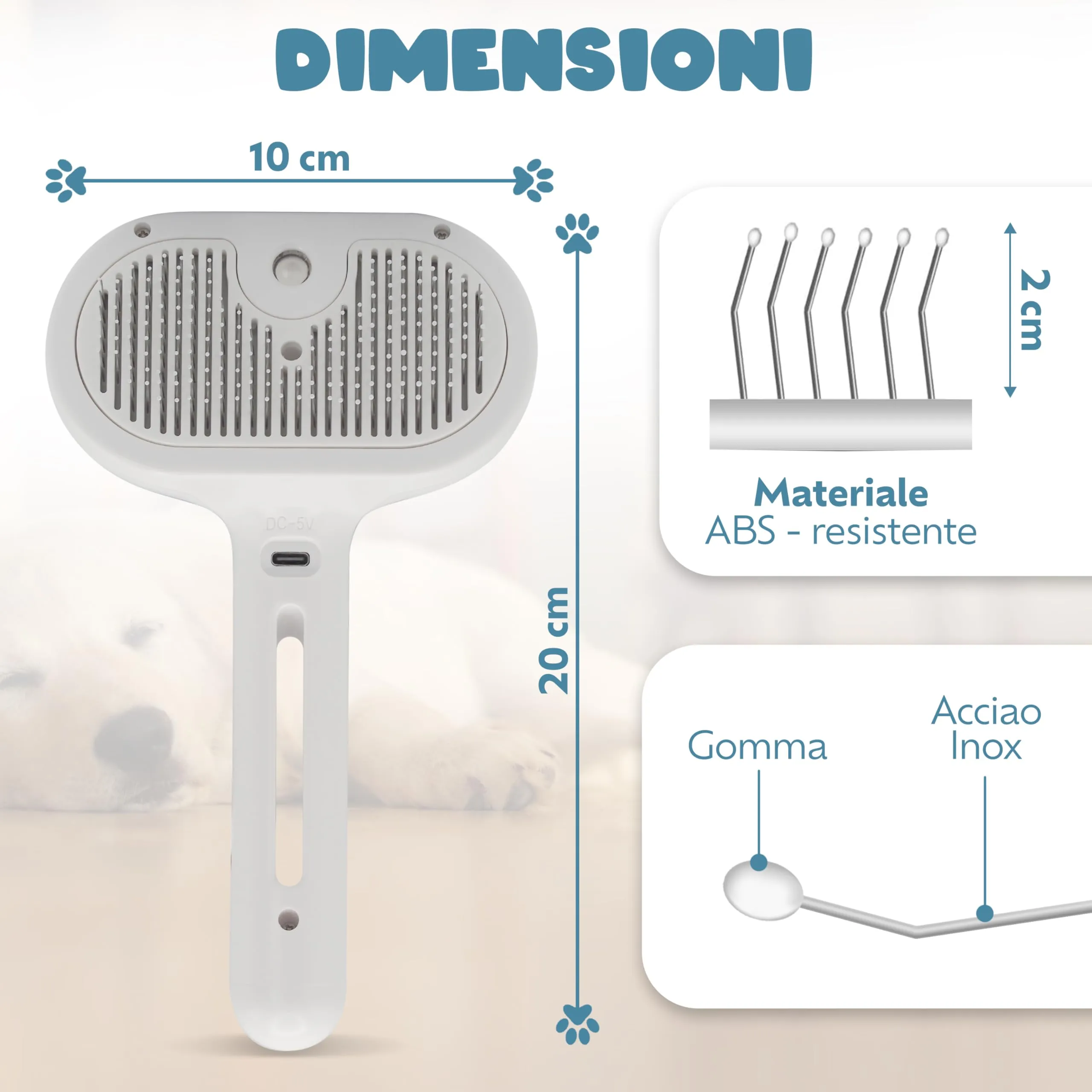 MYDOGGYE Spazzola a Vapore 3in1 per Cani e Gatti, Pelo Lungo e Corto, Ricaricabile USB - immagine 5