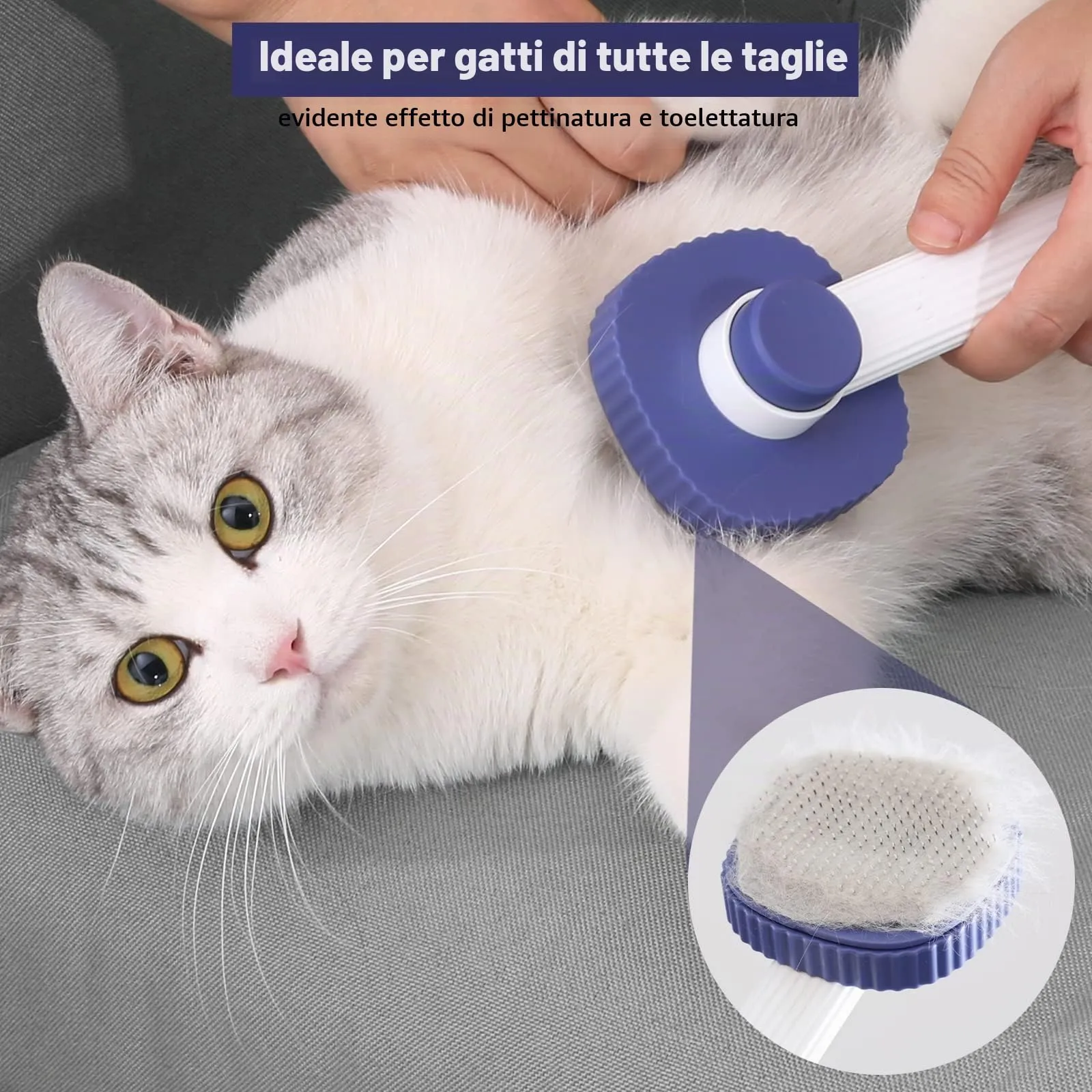 ACE2ACE Spazzola Autopulente per Gatti e Cani, Indigo - immagine 2