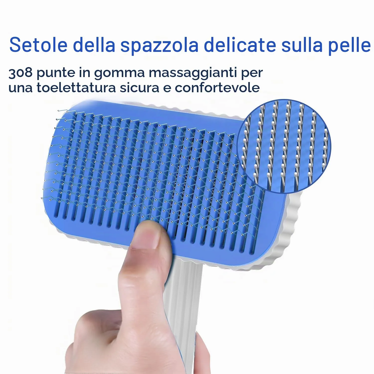 ACE2ACE Spazzola Autopulente per Cani e Gatti Pelo Lungo e Corto, Azzurro - immagine 3