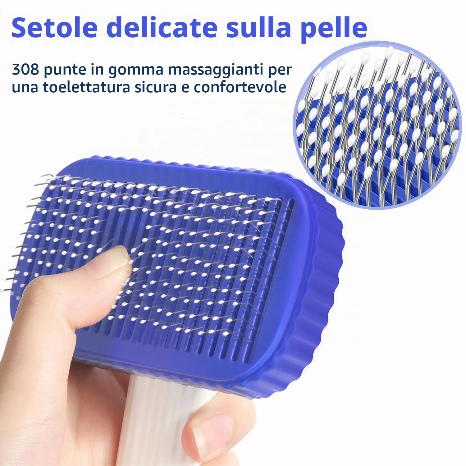 ACE2ACE Spazzola Autopulente per Gatti e Cani a Pelo Lungo, Zaffiro - immagine 3