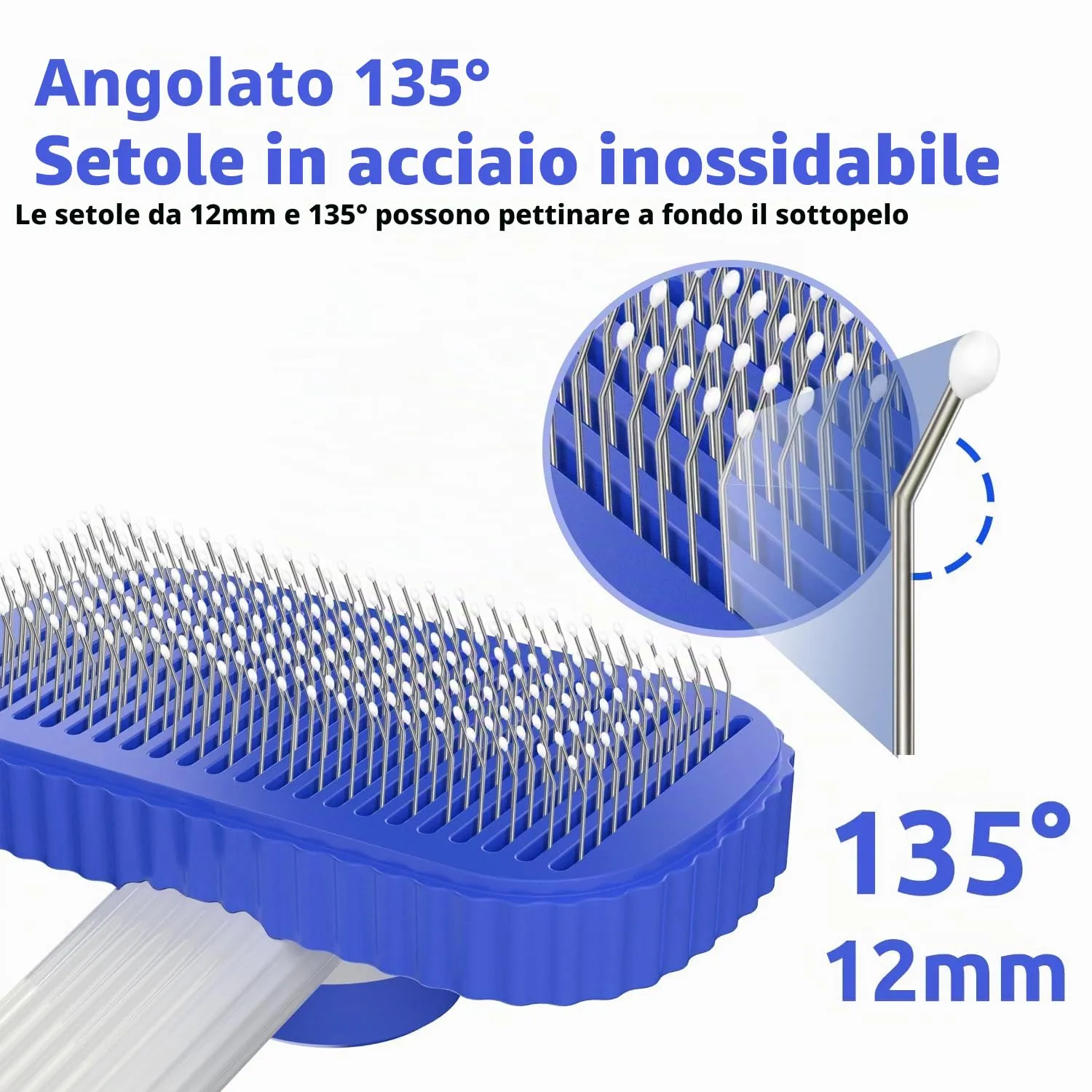ACE2ACE Spazzola Autopulente per Gatti e Cani a Pelo Lungo, Zaffiro - immagine 4