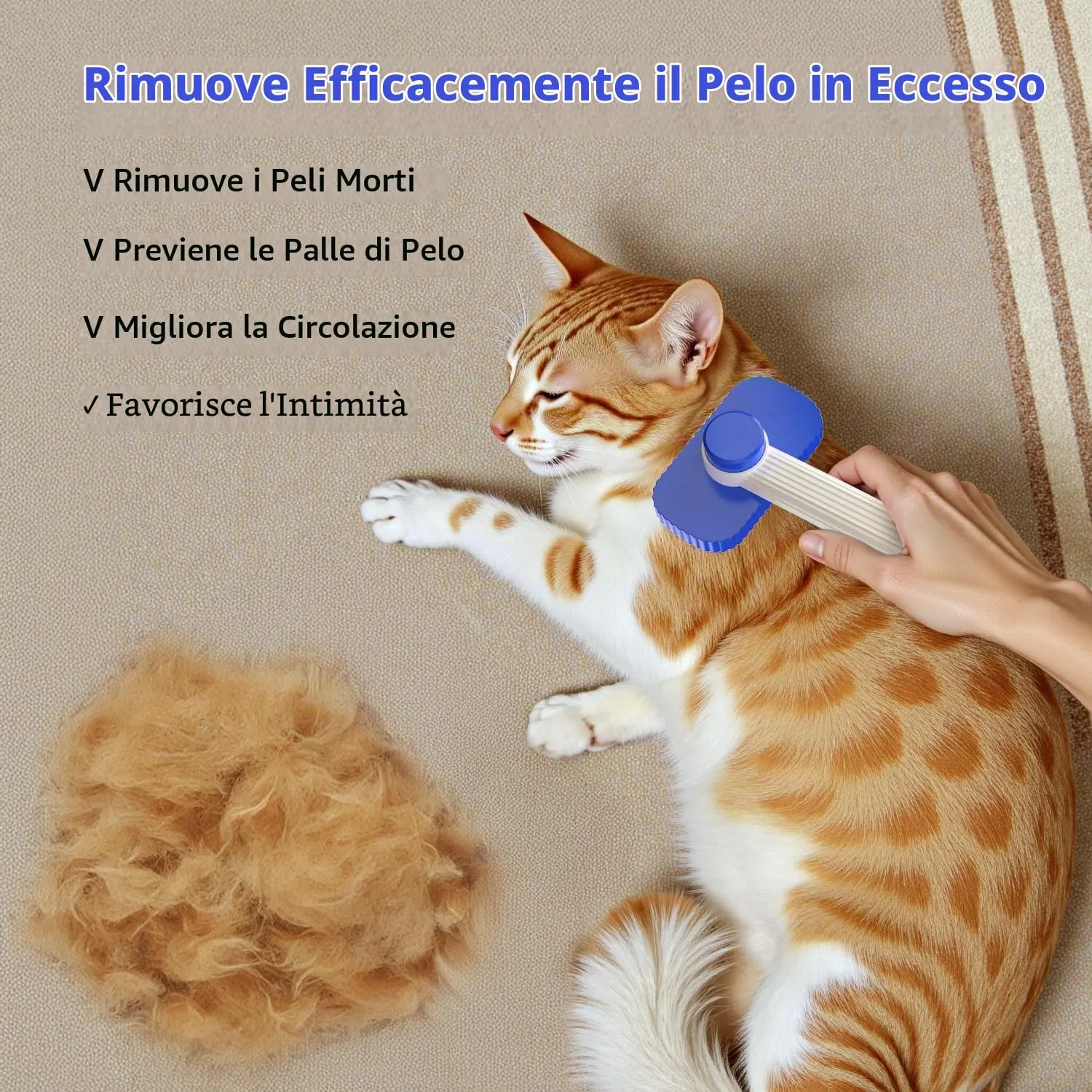 ACE2ACE Spazzola Autopulente per Gatti e Cani a Pelo Lungo, Zaffiro - immagine 6
