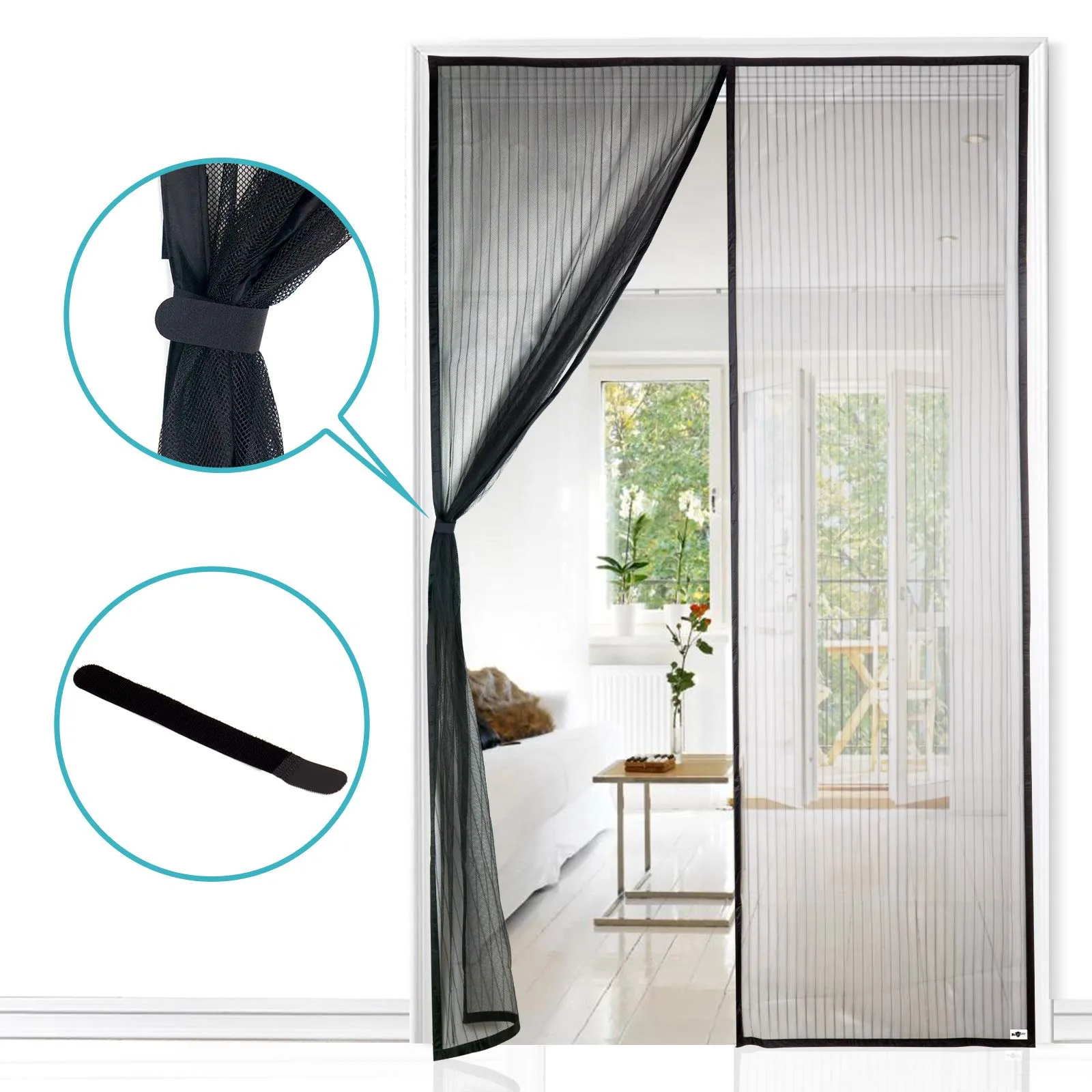 Apalus Zanzariera Magnetica per Porte, 130x240 cm, Nero - immagine 2